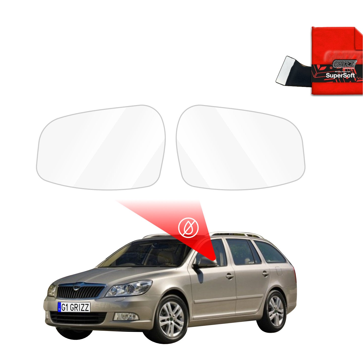Folie de protecție împotriva ploii pentru oglinzi exterioare - Skoda Octavia 2 Combi Facelifting (2008-2013)