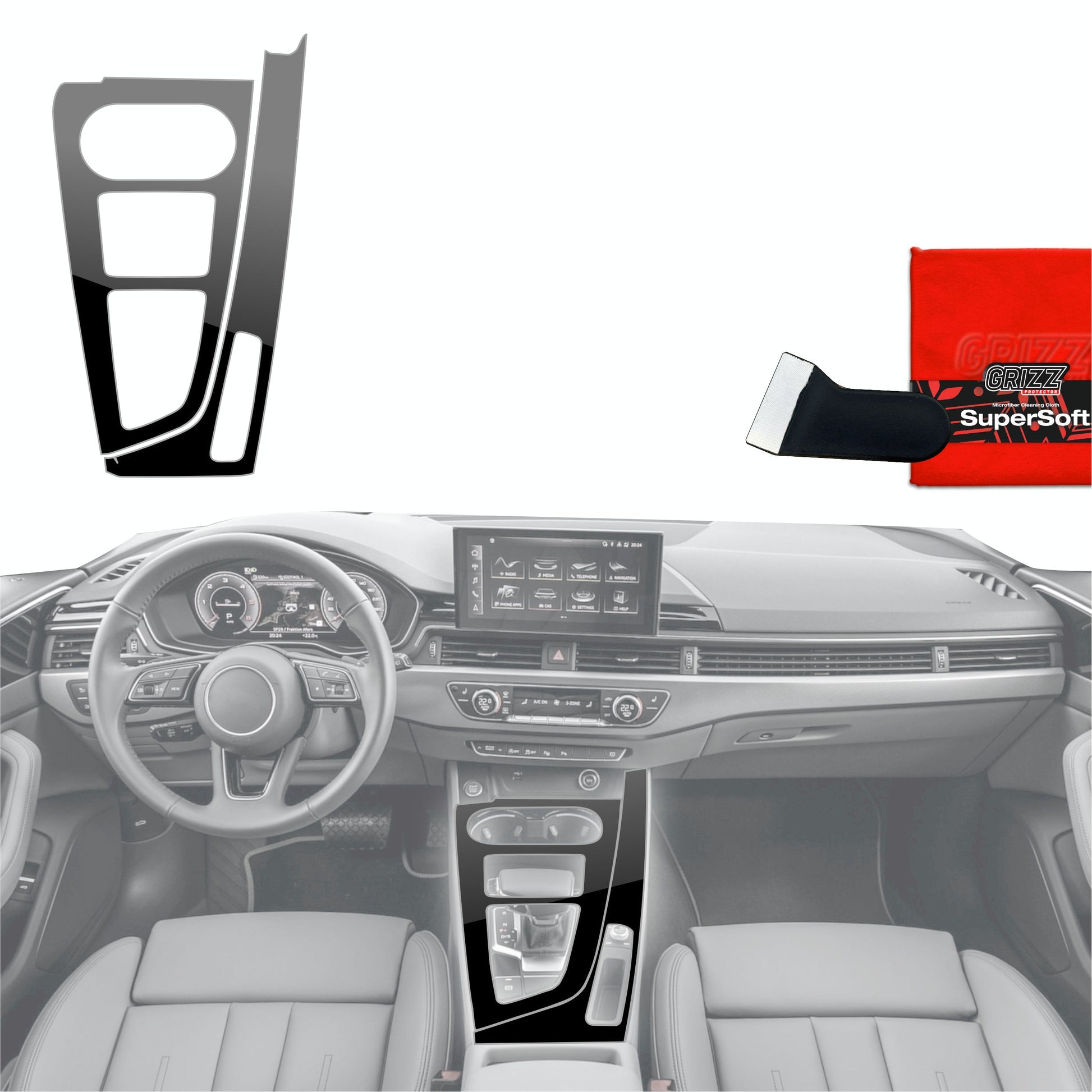 Folie de protecție pentru consola centrală - Audi A4 B9 (2014-2018) Negru lucios
