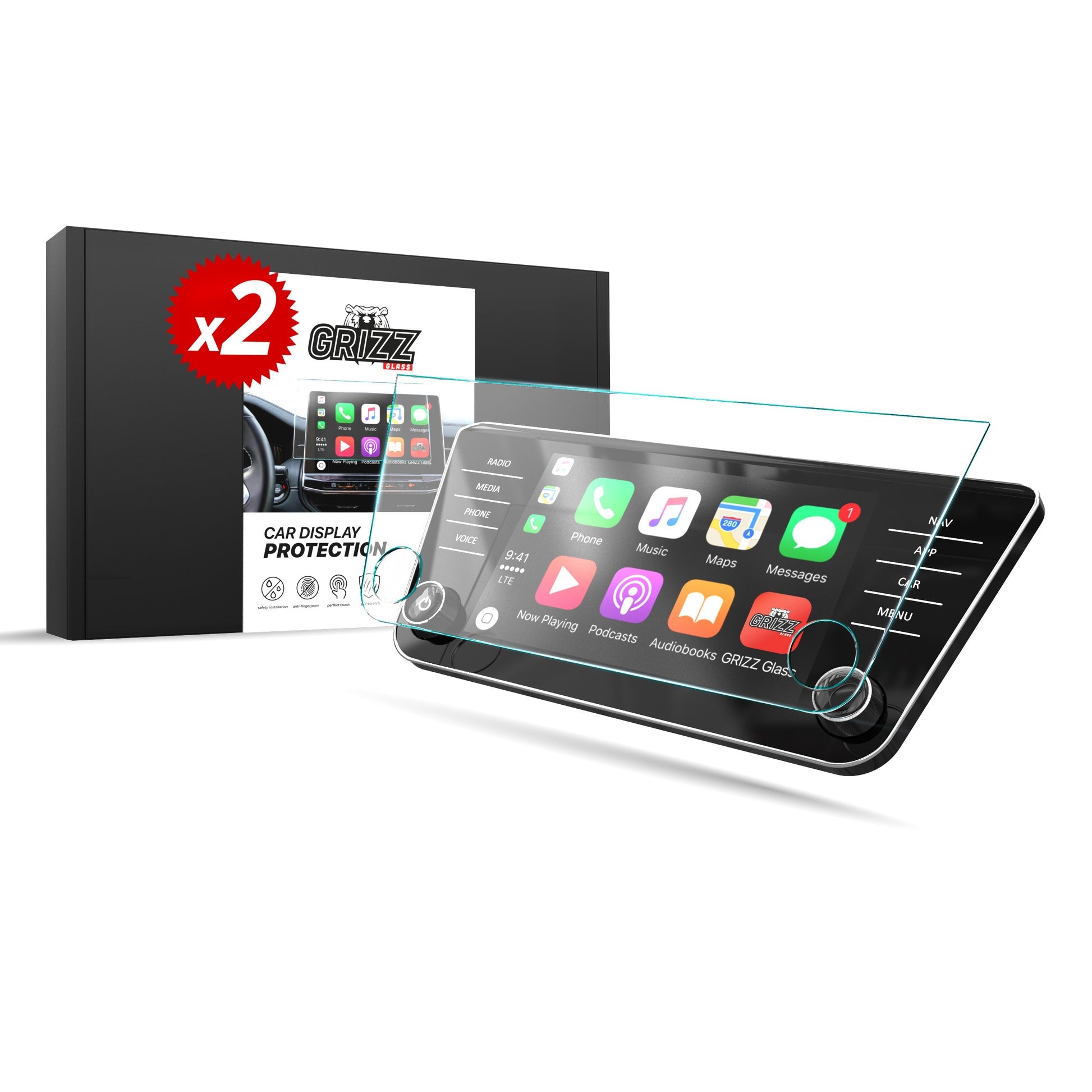 2 folii de protecție pentru ecran pentru Skoda Superb 3 8" Amundsen/Bolero (2015-2024) folie pentru navigație, rezistentă la zgârieturi, clară