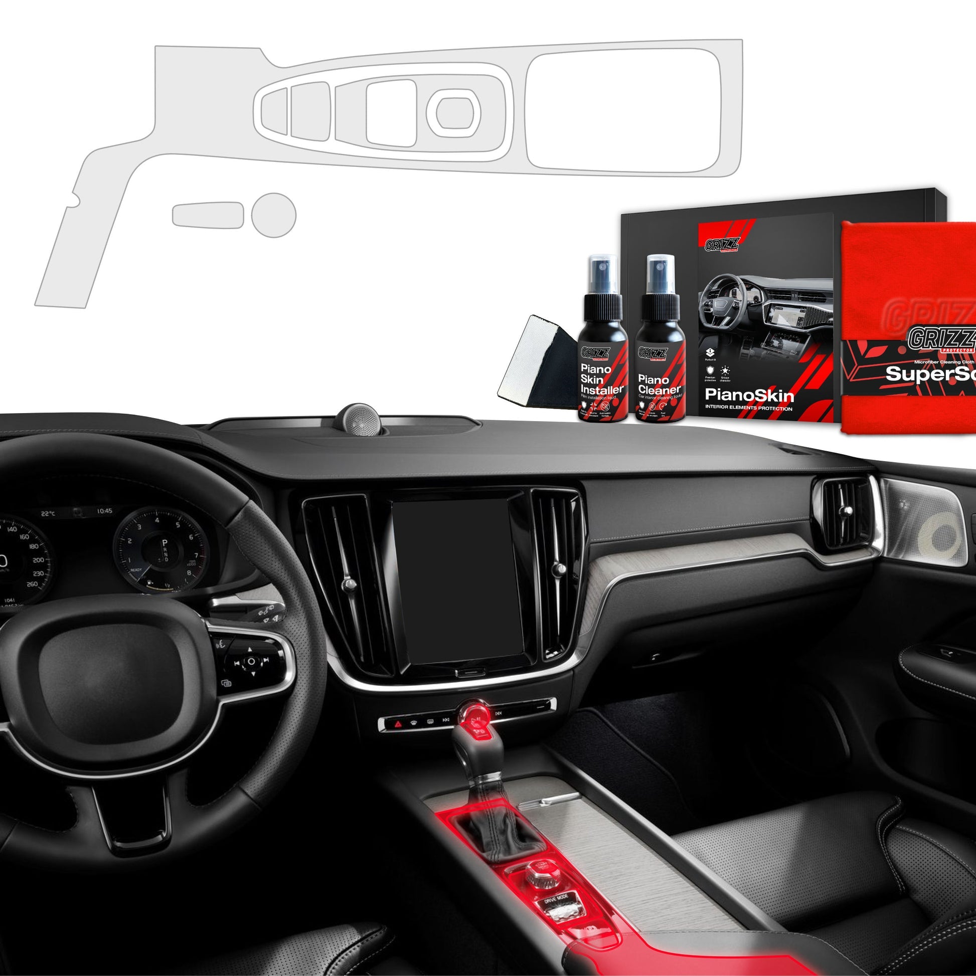 Folie de protecție pentru consola centrală 7în1 pentru Volvo XC90 (2015-2025) mată