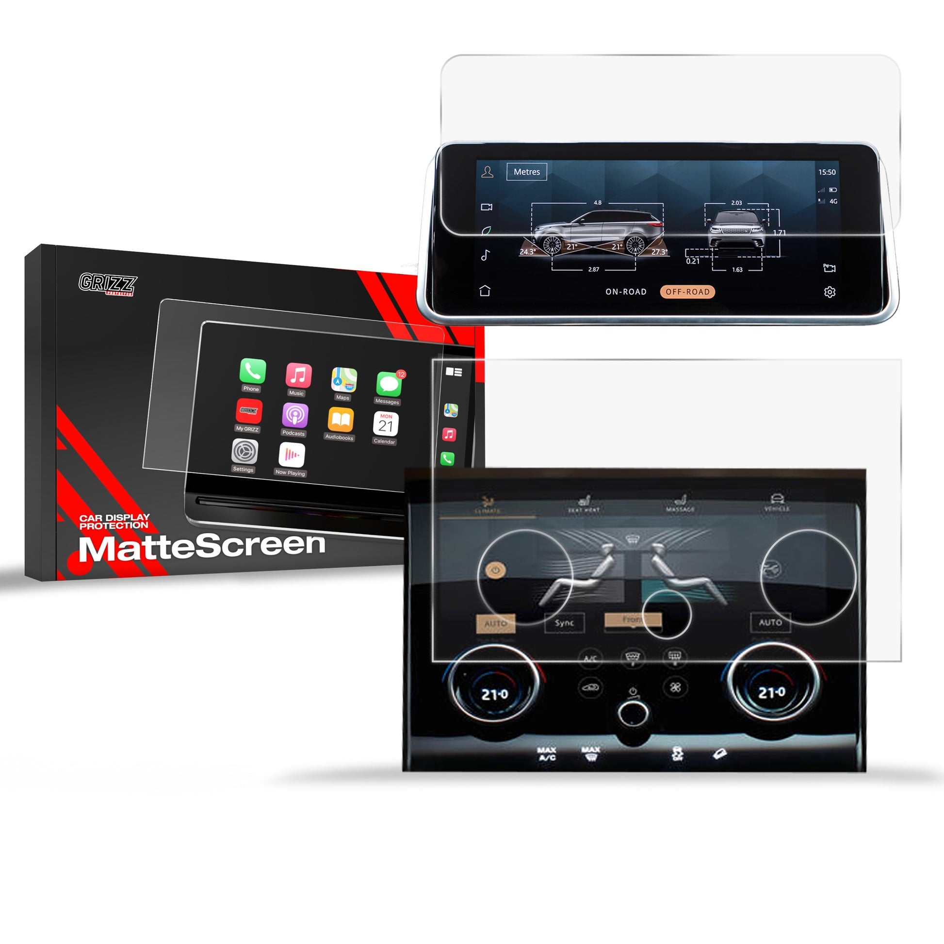 Folie de protecție pentru ecran 2în1 pentru Range Rover Evoque (2019-2023) Anti-Amprentă, Mată