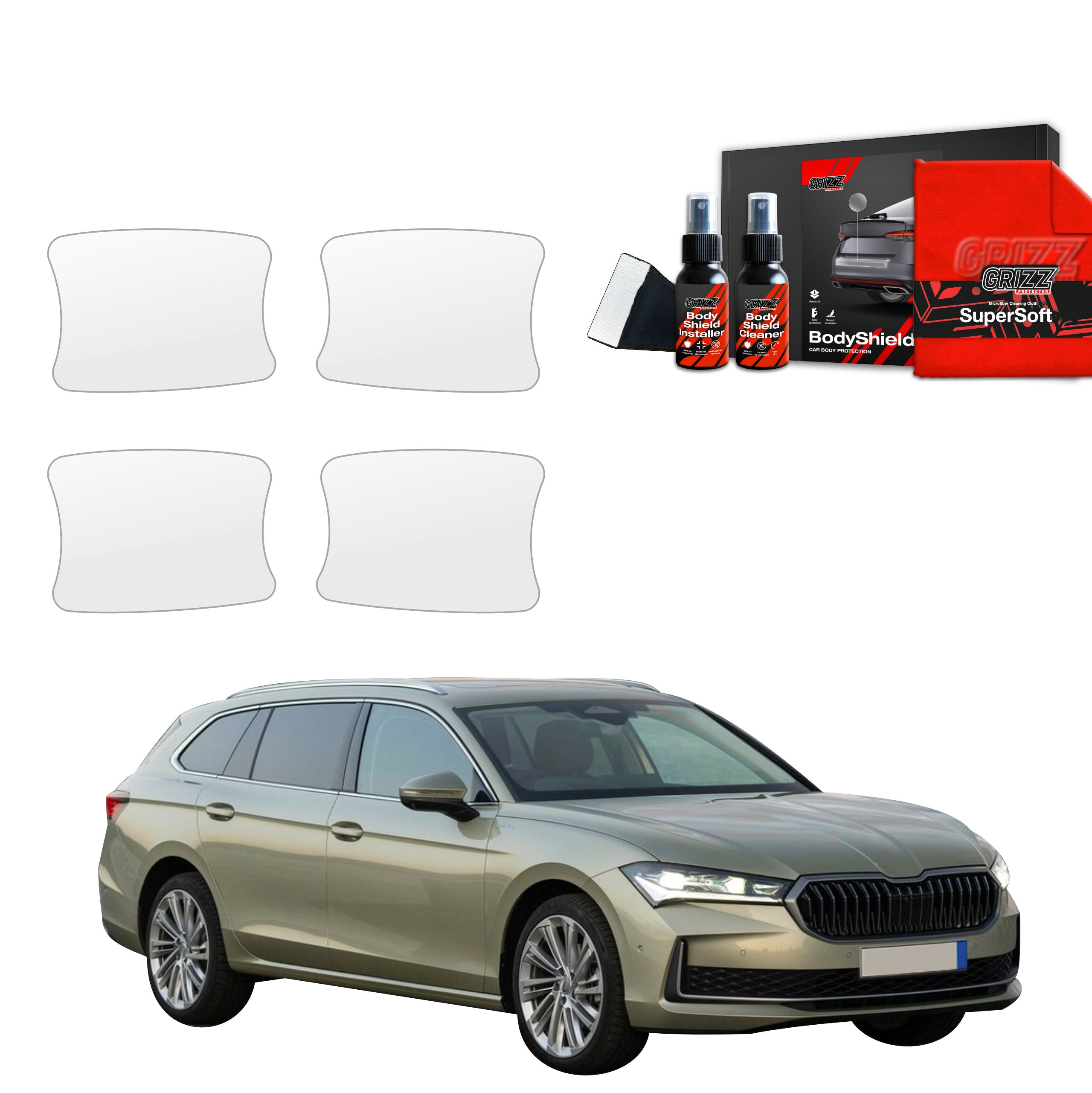 Folie de protecție 4în1 pentru adâncituri mânere uși - Skoda Superb 4 Combi (2024-2025)