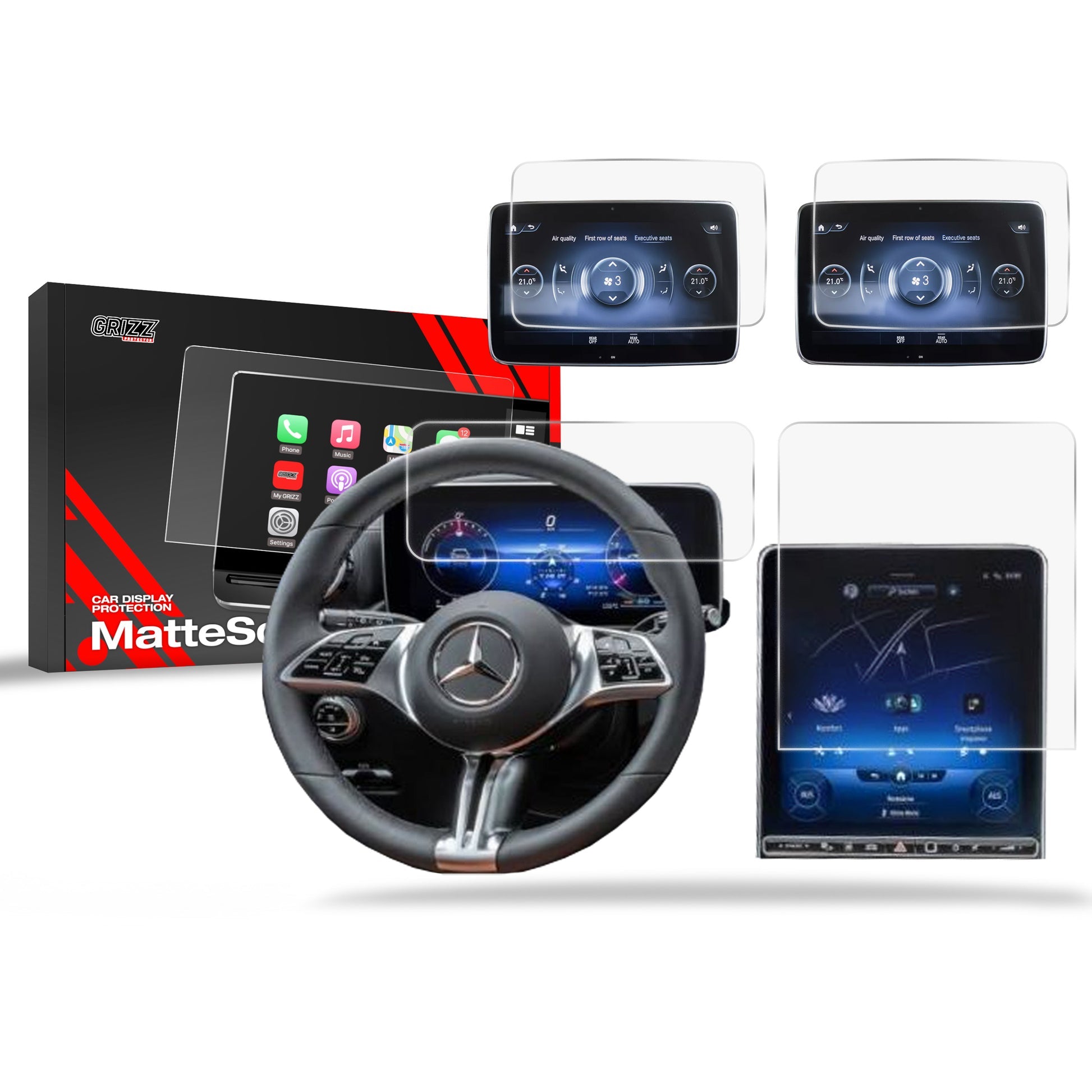 Folie de protecție 4în1 pentru ecran Mercedes S Clasa W223 (2020-2025) Anti-Amprentă, Mată
