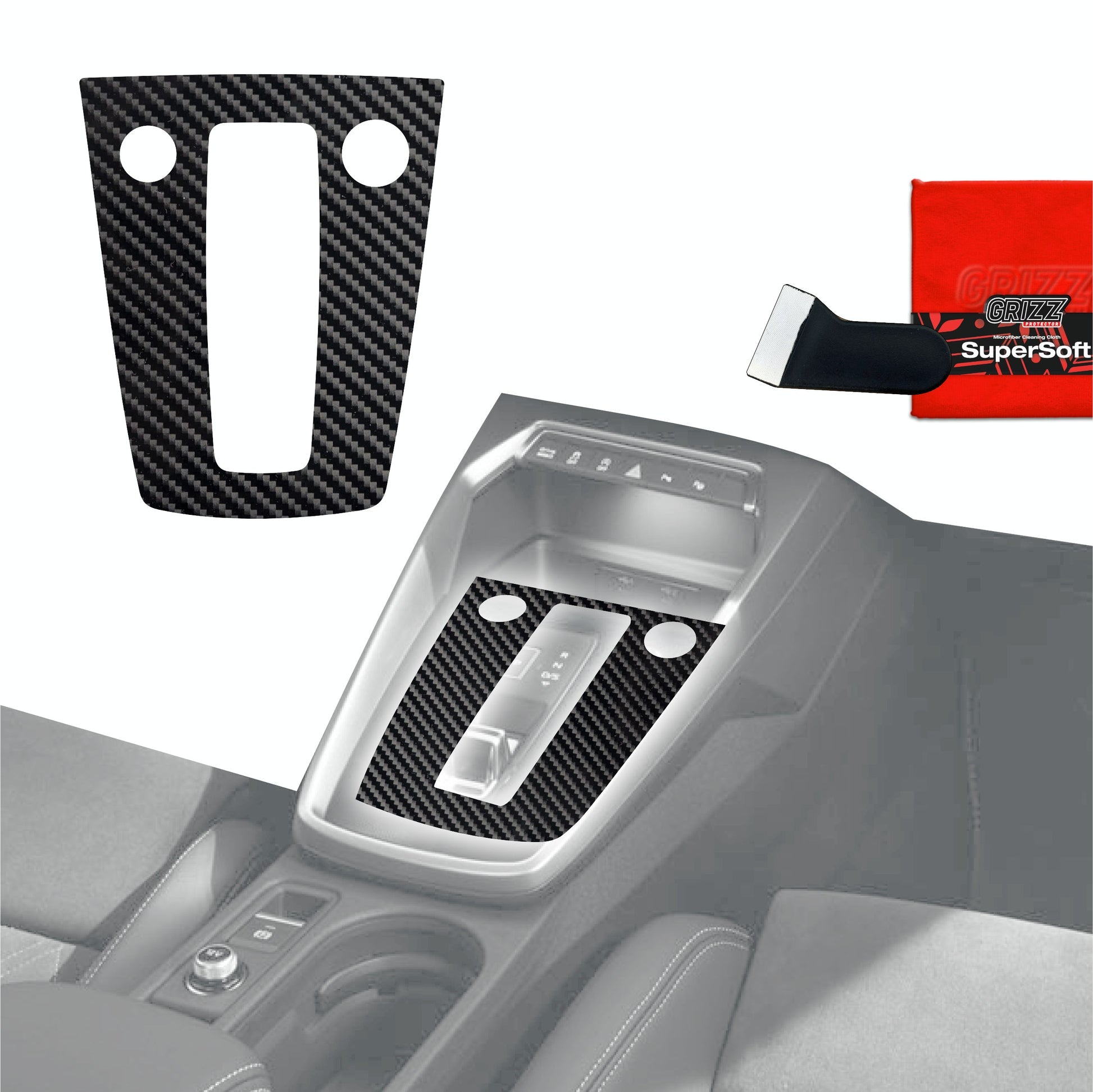 Folie de protecție pentru consola centrală - Audi RS3 8Y (2020-2024) Aspect carbon lucios