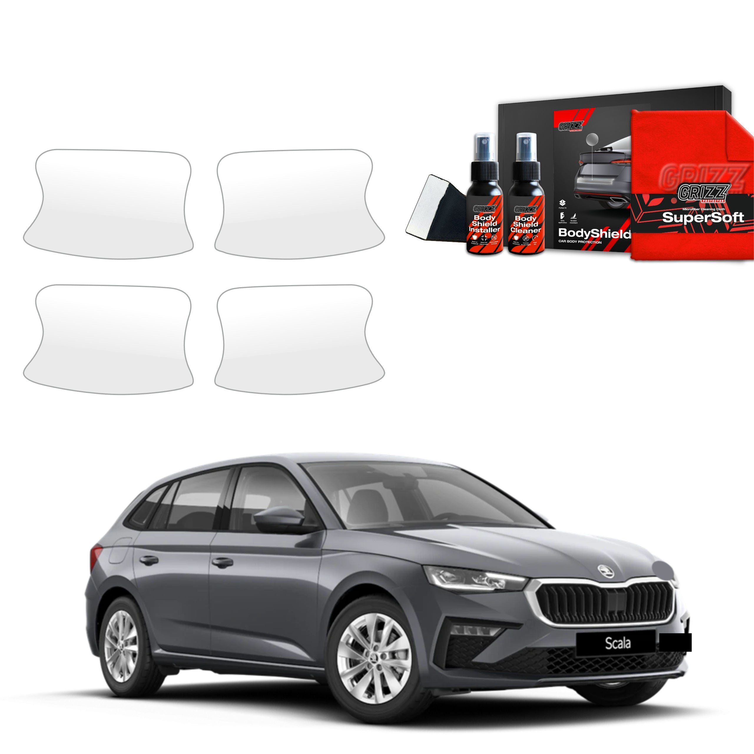 Folie de protecție 4în1 pentru adâncituri mânere uși - Skoda Scala (2023- 2025)