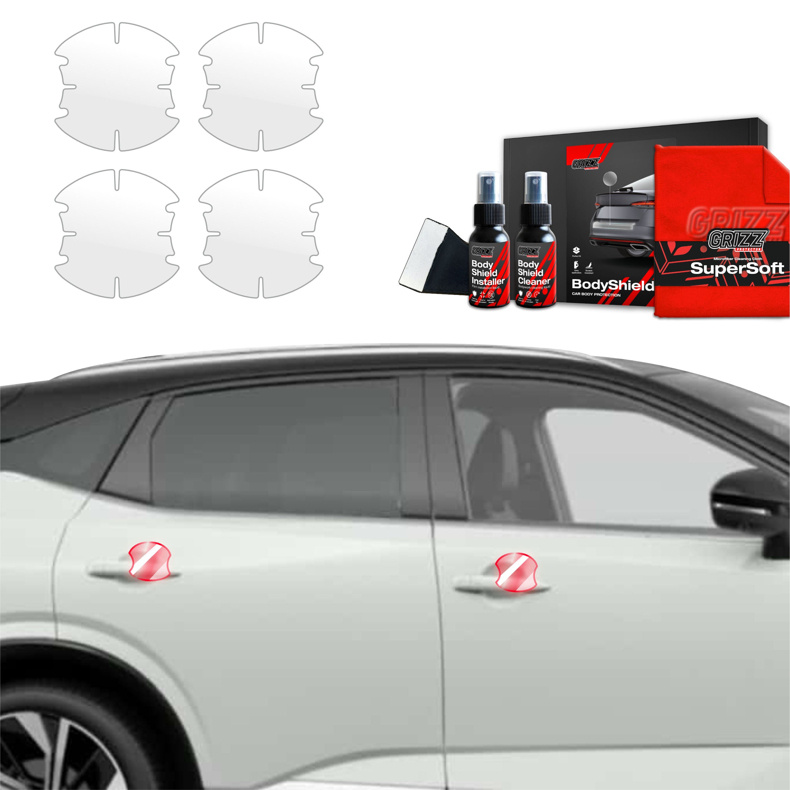 Folie de protecție 4în1 pentru adâncituri mânere uși - Nissan Qashqai 3 Facelift (2024-2025)