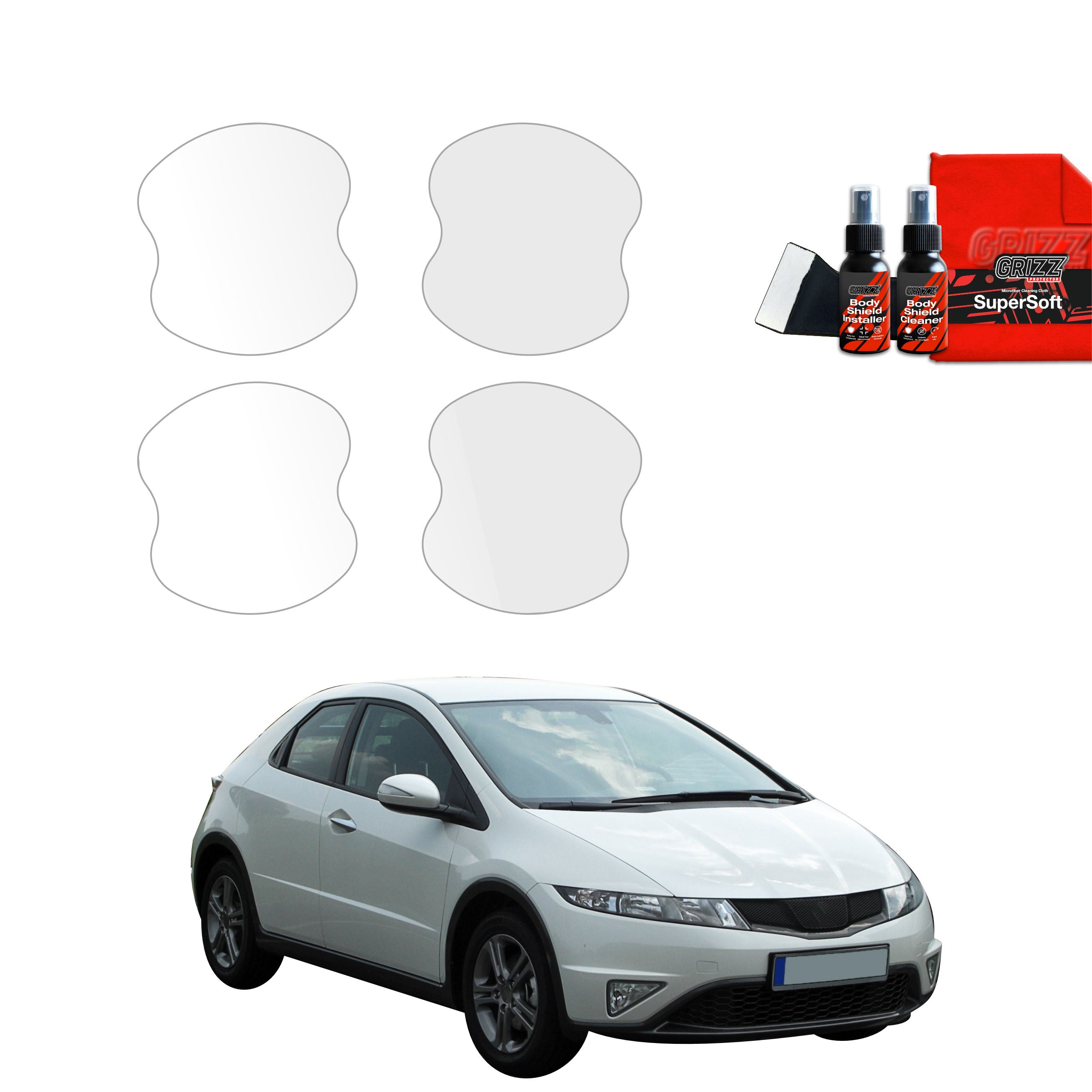 Folie de protecție 4în1 pentru adâncituri mânere uși - Honda Civic 8 Hatchback 5D (2009-2011)
