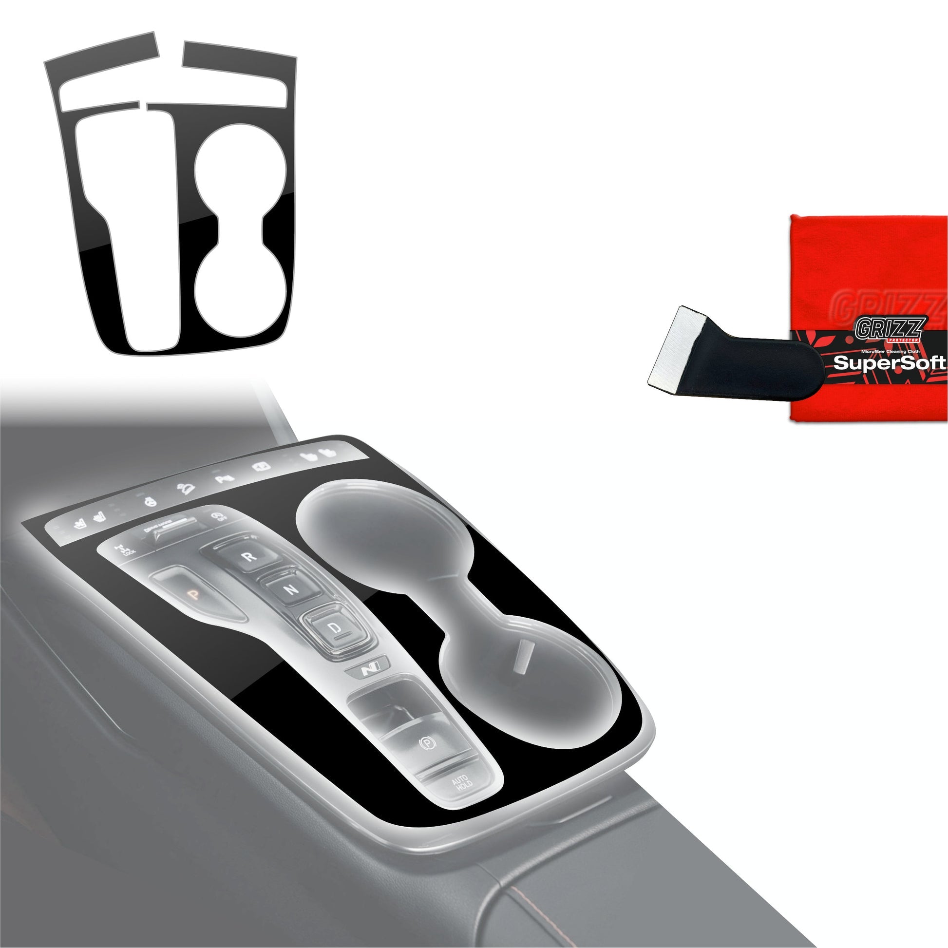 Folie de protecție pentru consola centrală - Hyundai Tucson N-Line (2021-2024) Negru lucios