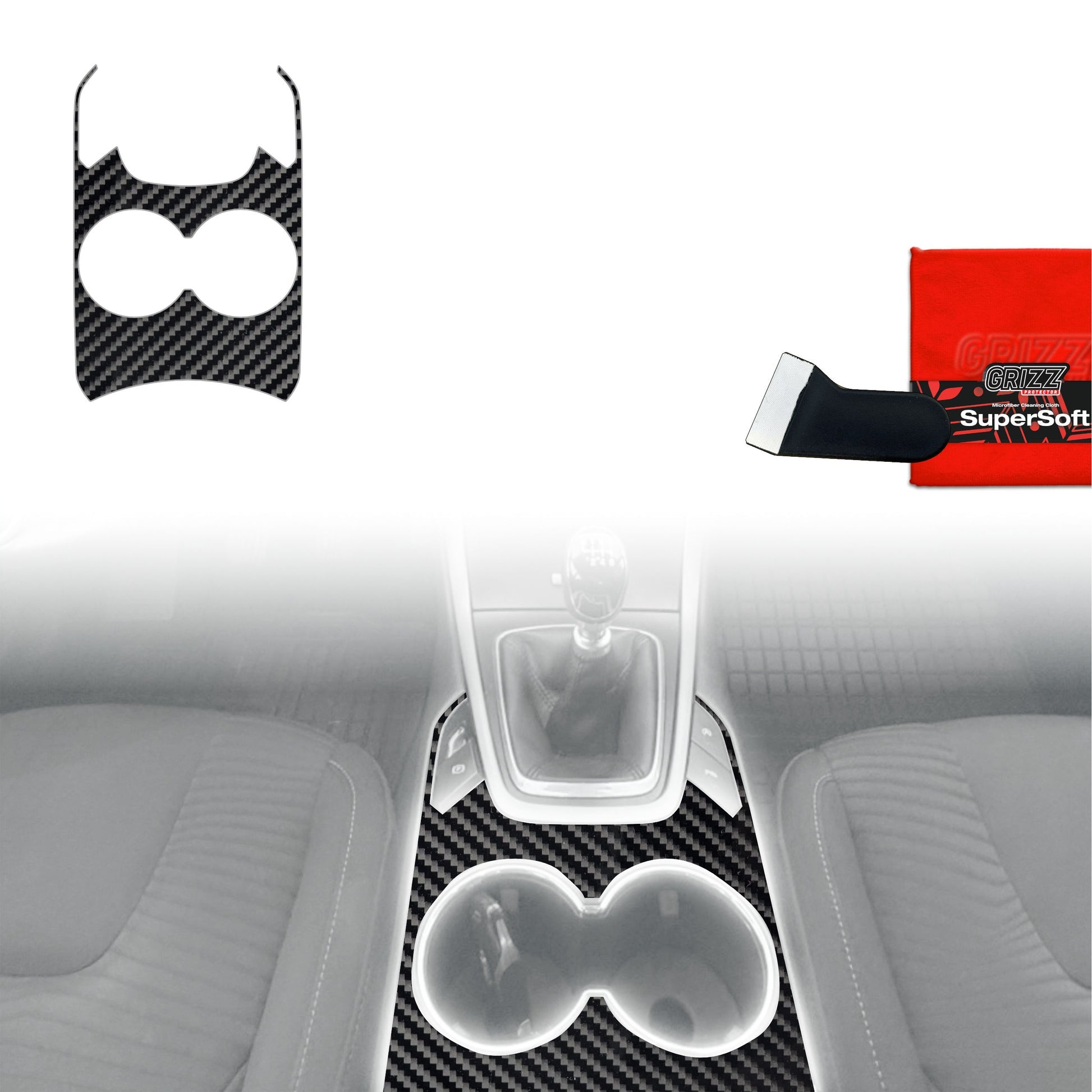 Folie de protecție pentru consola centrală - Ford S-Max MK2 (2015-2023) aspect carbon lucios