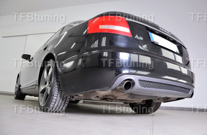 Difuzor bara spate spoiler fusta lip AUDI A6 C6 2004-2009 SEDAN Sline S-line S line S6 RS6 evacuare stanga dreapta TFB TUNING ROMANIA