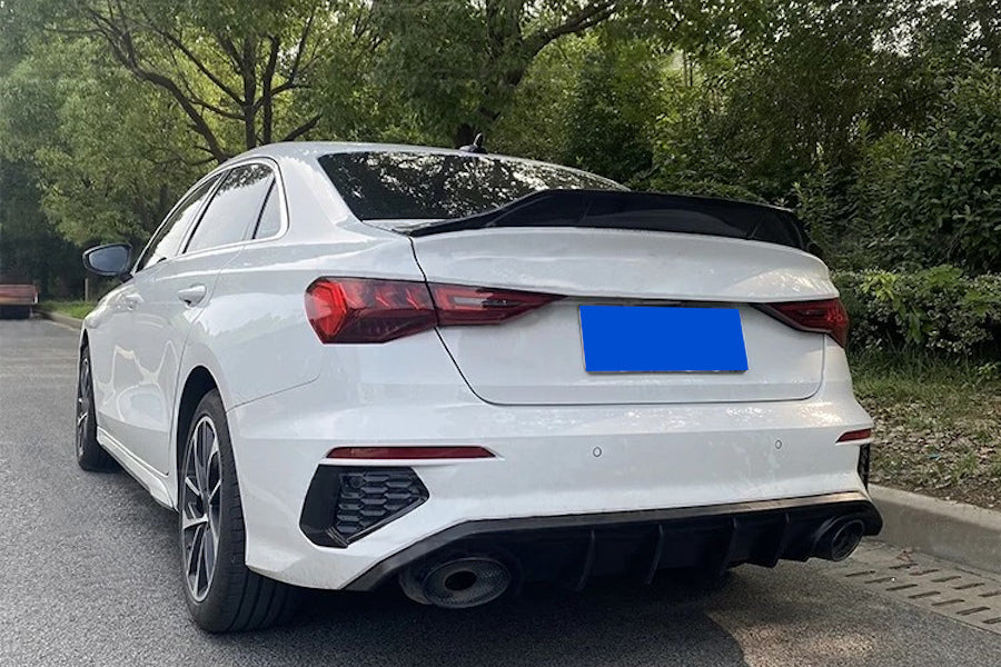 Difuzor bara spate fusta spoiler lip AUDI A3 8Y 2020+ sedan limuzina negru lucios TFBT