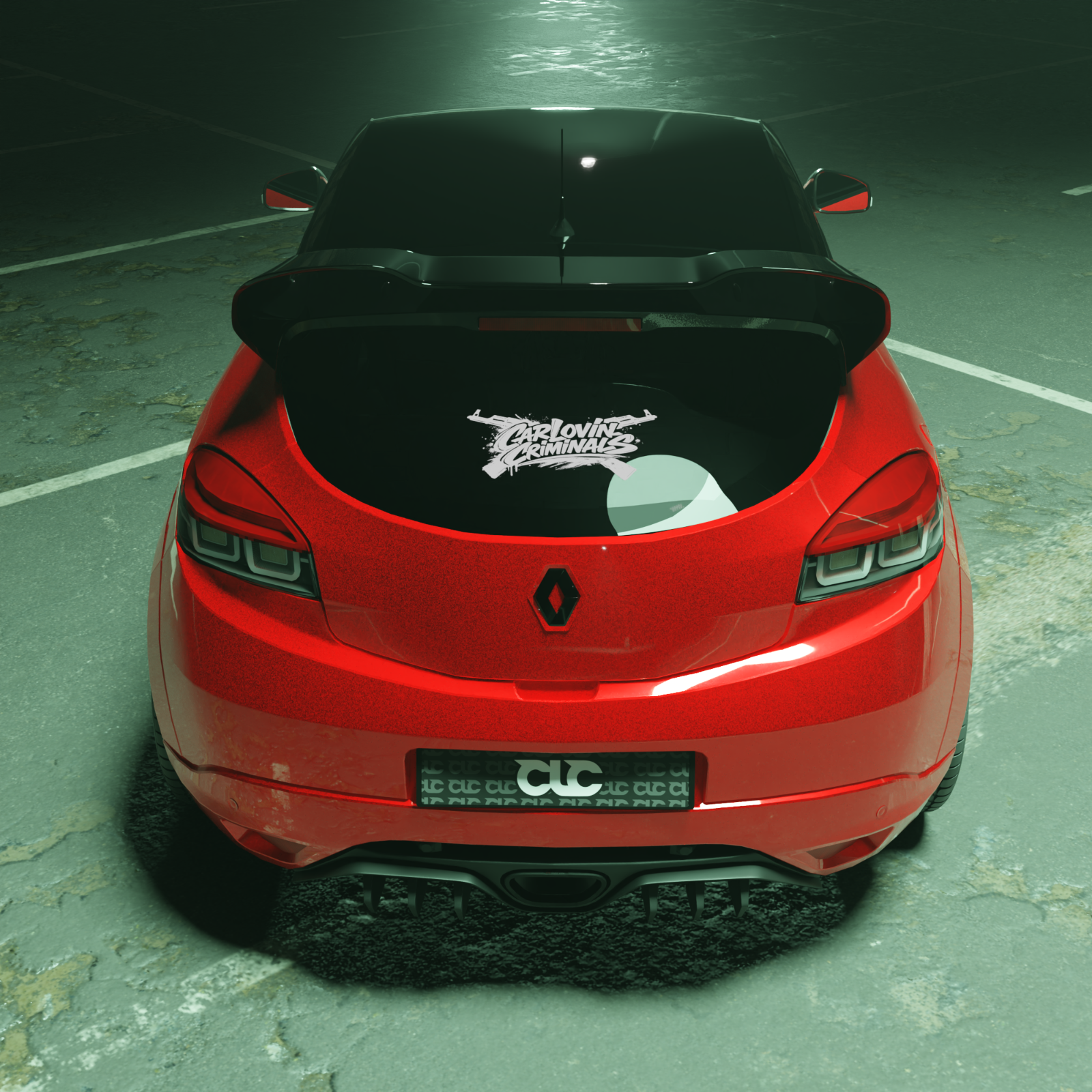 Difuzor bara spate fusta spoiler lip RENAULT MEGANE MK3 RS 2010 - 2016 TFB TUNING