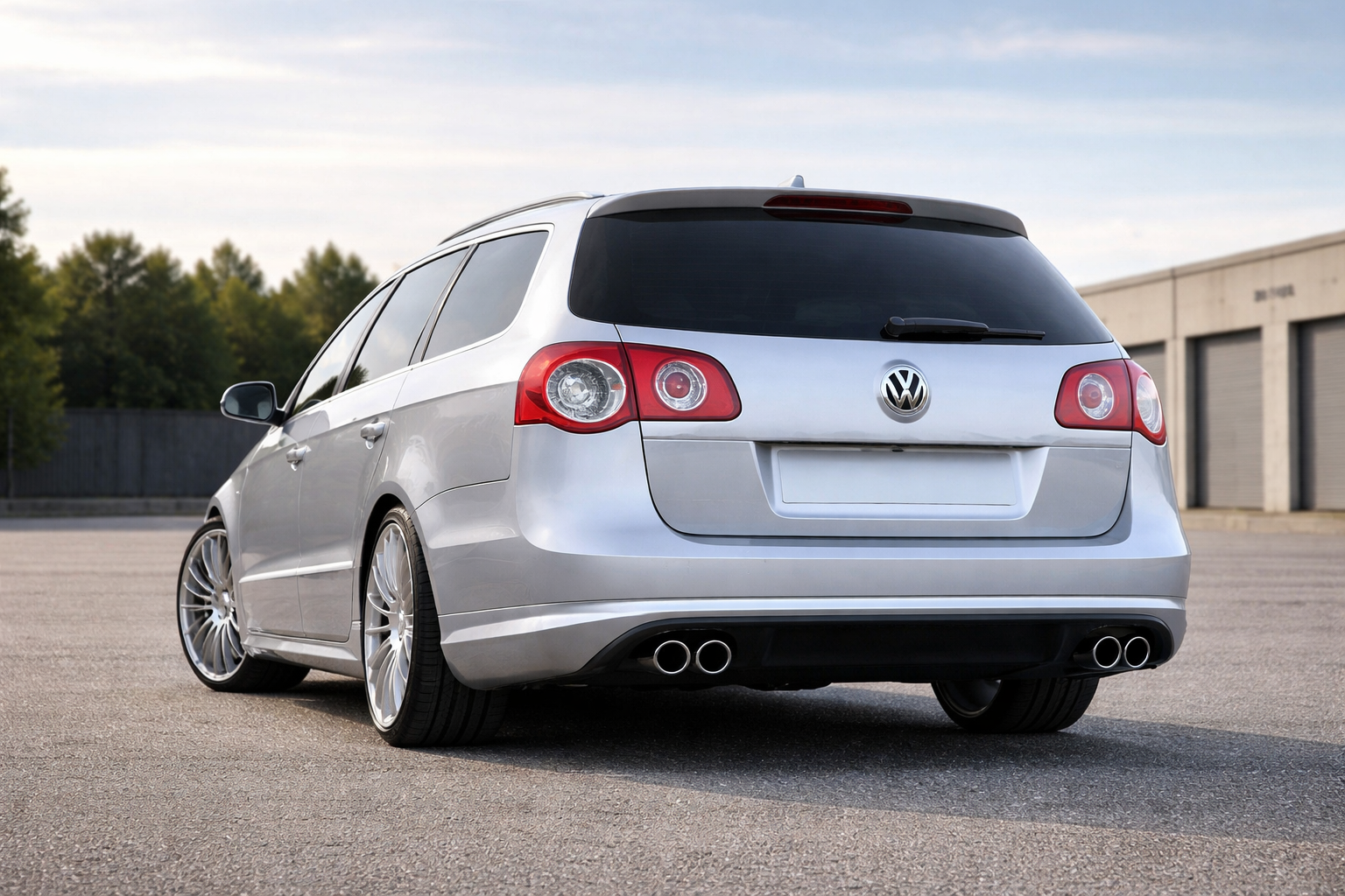 Difuzor prelungire fusta spoiler bara spate VW PASSAT B6 3C BREAK COMBI RLINE R LINE R-LINE evacuare stanga dreapta ver2 TFB TUNING