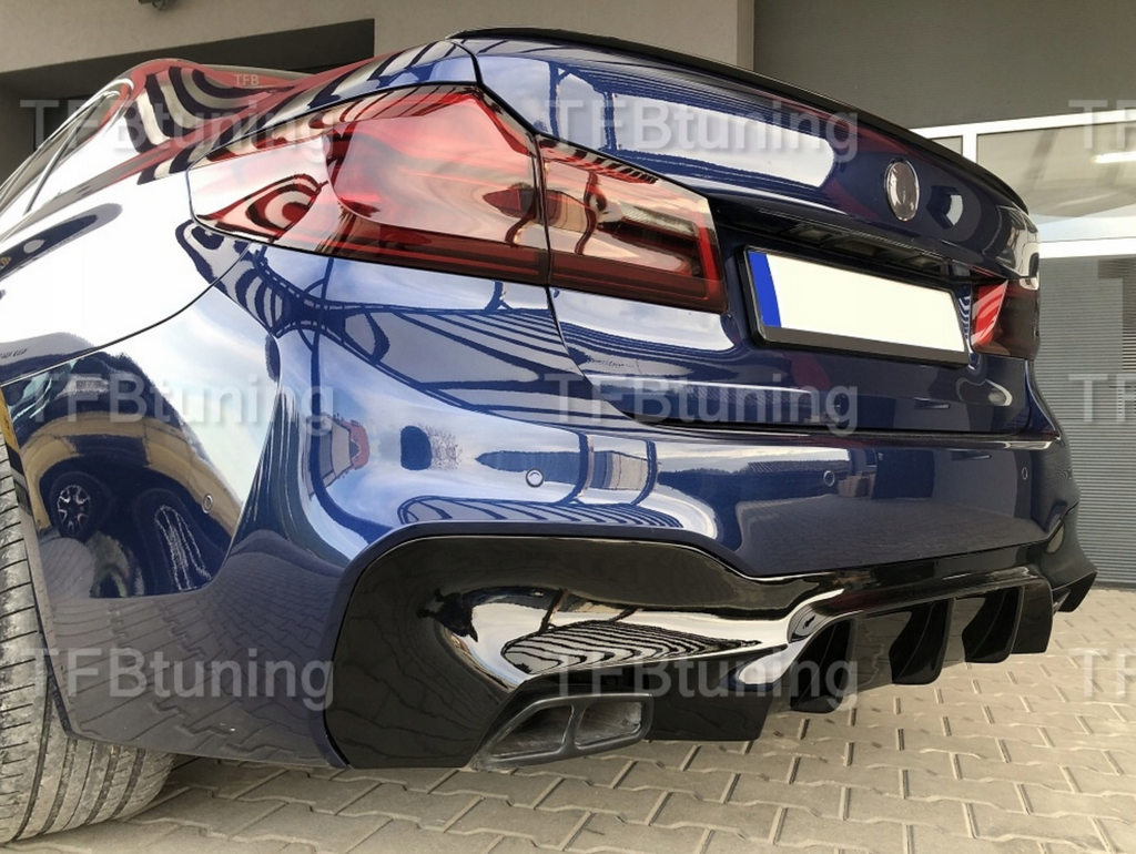 Difuzor bara spate spoiler fusta BMW Seria 5 G30 G31 2017-2023 evacuare stanga dreapta M PACHET TFB TUNING