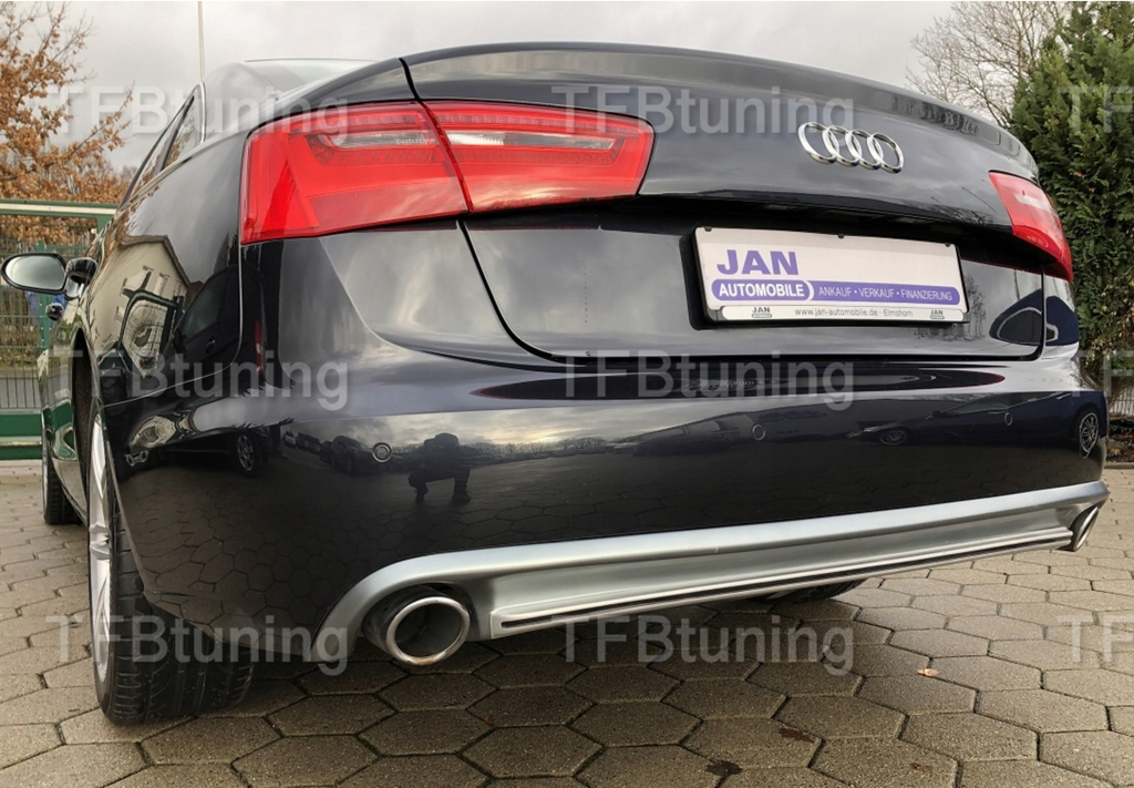Difuzor bara spate spoiler fusta lip AUDI A6 C7 SEDAN AVANT BREAK 11-14 Sline S-line S line S6 RS6 evacuare stanga dreapta TFB TUNING