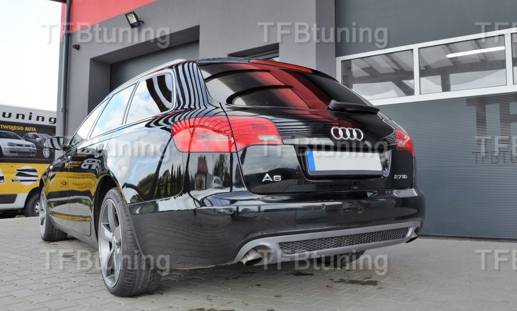 Difuzor bara spate spoiler fusta lip AUDI A6 C6 2005-2009 AVANT Sline S-line S line S6 RS6 evacuare stanga dreapta TFB TUNING ROMANIA