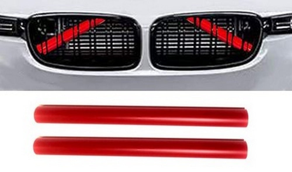 Compatibil cu BMW F30 F31 F32 F33, grilă față, inserții, ornamente, dungi, clipuri, capac, roșu.