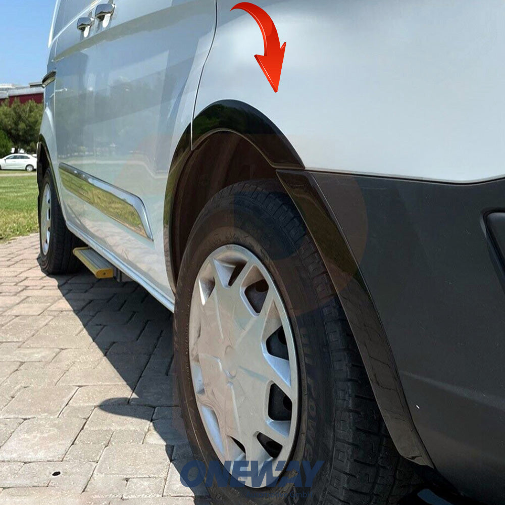 Ornamente Aripă Roți Compatibile Cu FORD Transit Custom MK1 2012-2018 (Negru Lucios) Cu ABE TÜV