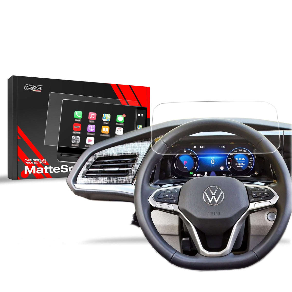 Folie de protecție pentru ecran pentru Volkswagen VW Multivan 4 Cockpit Virtual 10,25" (2021-2024) Anti-Amprentă, Mată