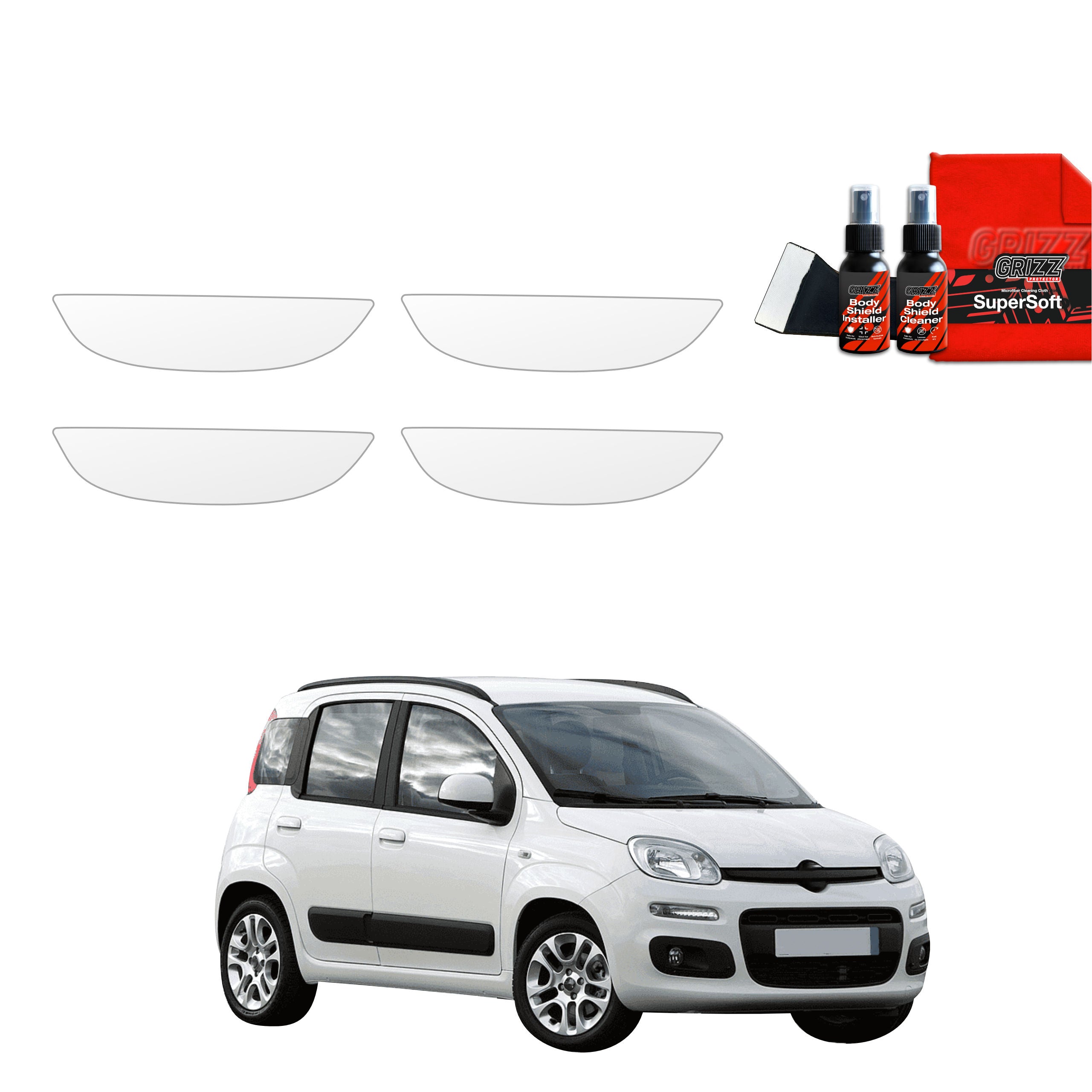 Folie de protecție 4în1 pentru mânerele ușilor - Fiat Panda 3 Hatchback 5D (2011-2016)