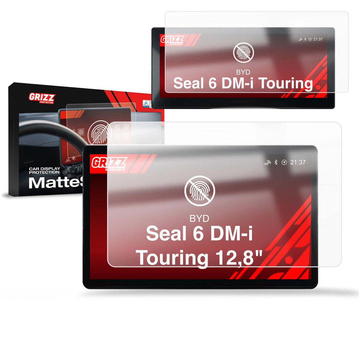 Folie de protecție pentru ecran 2în1 pentru BYD Seal 6 DM-i Touring 12,8" (2025-2026) Anti-Amprente, Mată