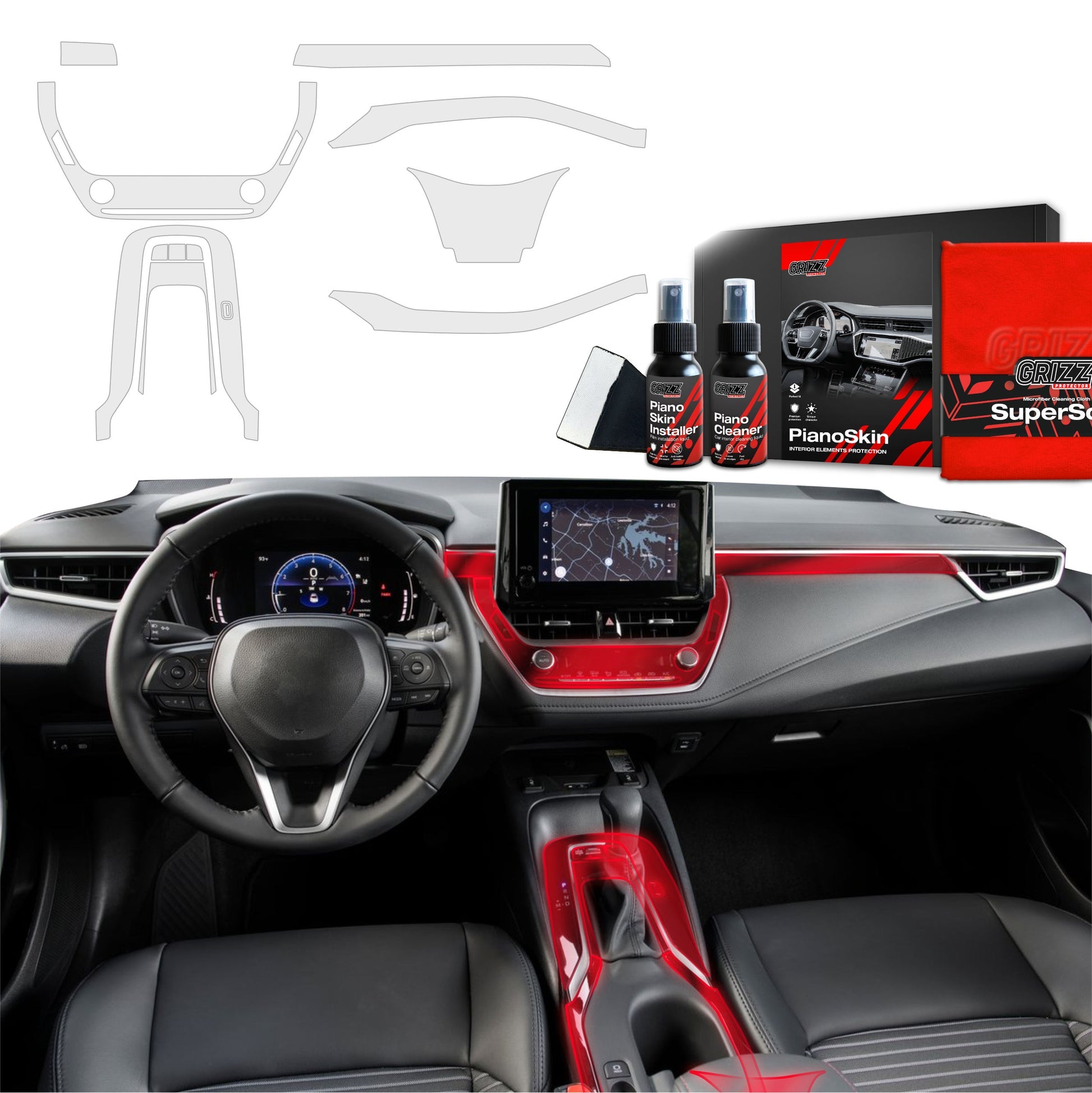Folie de protecție pentru consola centrală 7în1 pentru Toyota Corolla (2019-2025) mată