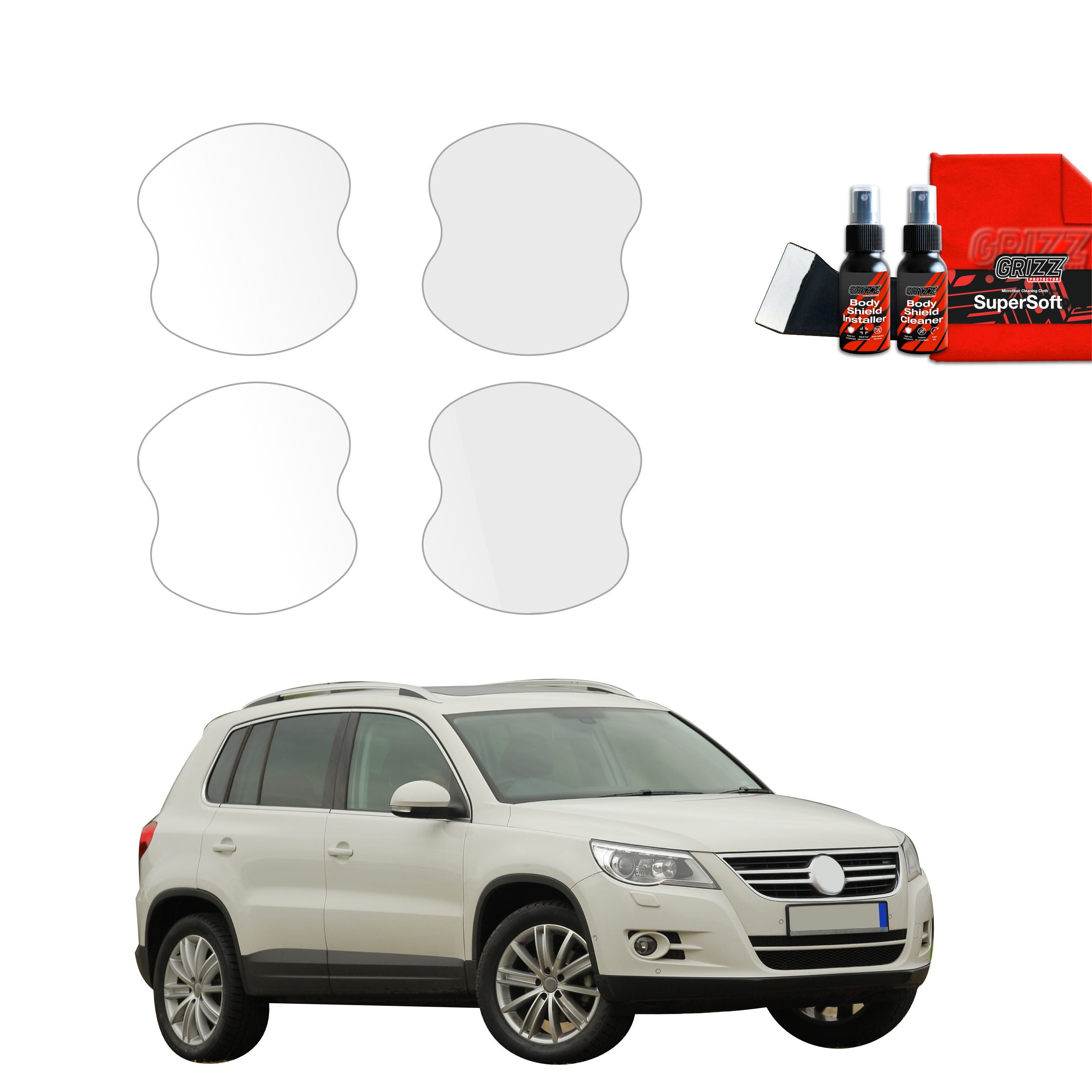 Folie de protecție 4în1 pentru adânciturile mânerelor ușilor - Volkswagen Tiguan Kombi 5D (2007-2011)