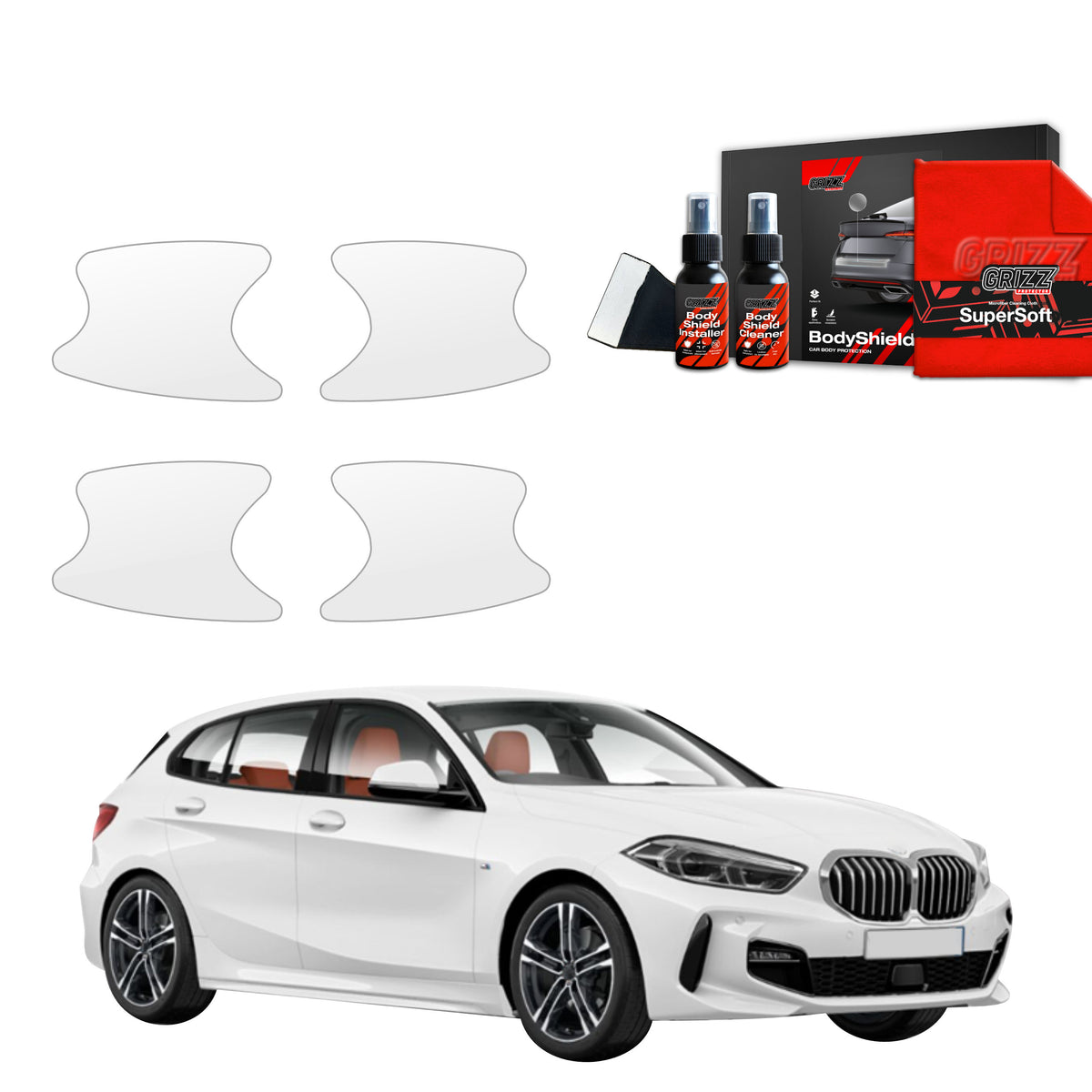 Folie de protecție 4în1 pentru adâncituri mânere uși - BMW 1 118i (2020-2025)