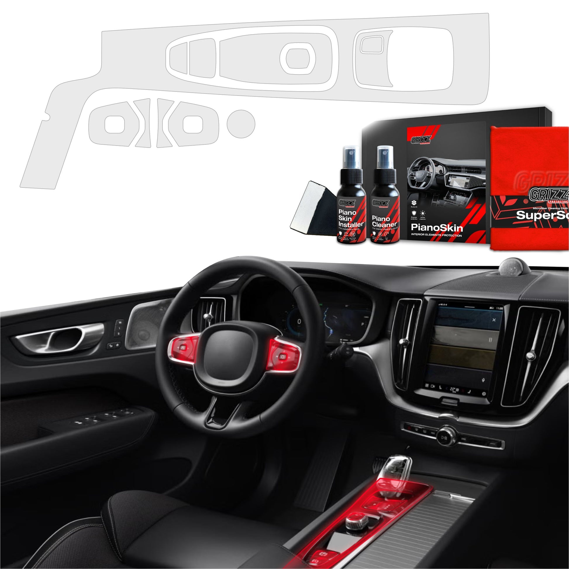 Folie de protecție 4în1 pentru consola centrală Volvo XC60 T6 (2021-2022) mată