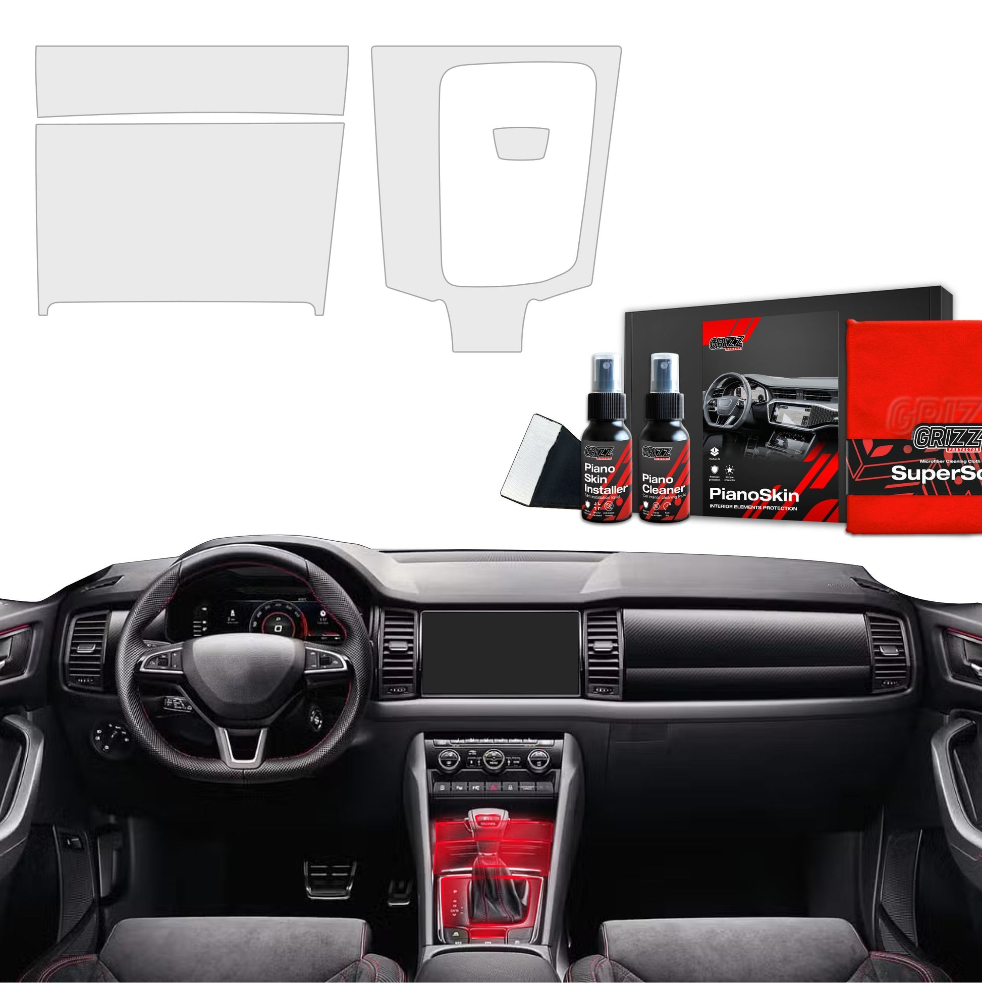 Folie de protecție 4în1 pentru consola centrală Skoda Kodiaq (2016-2023) mată