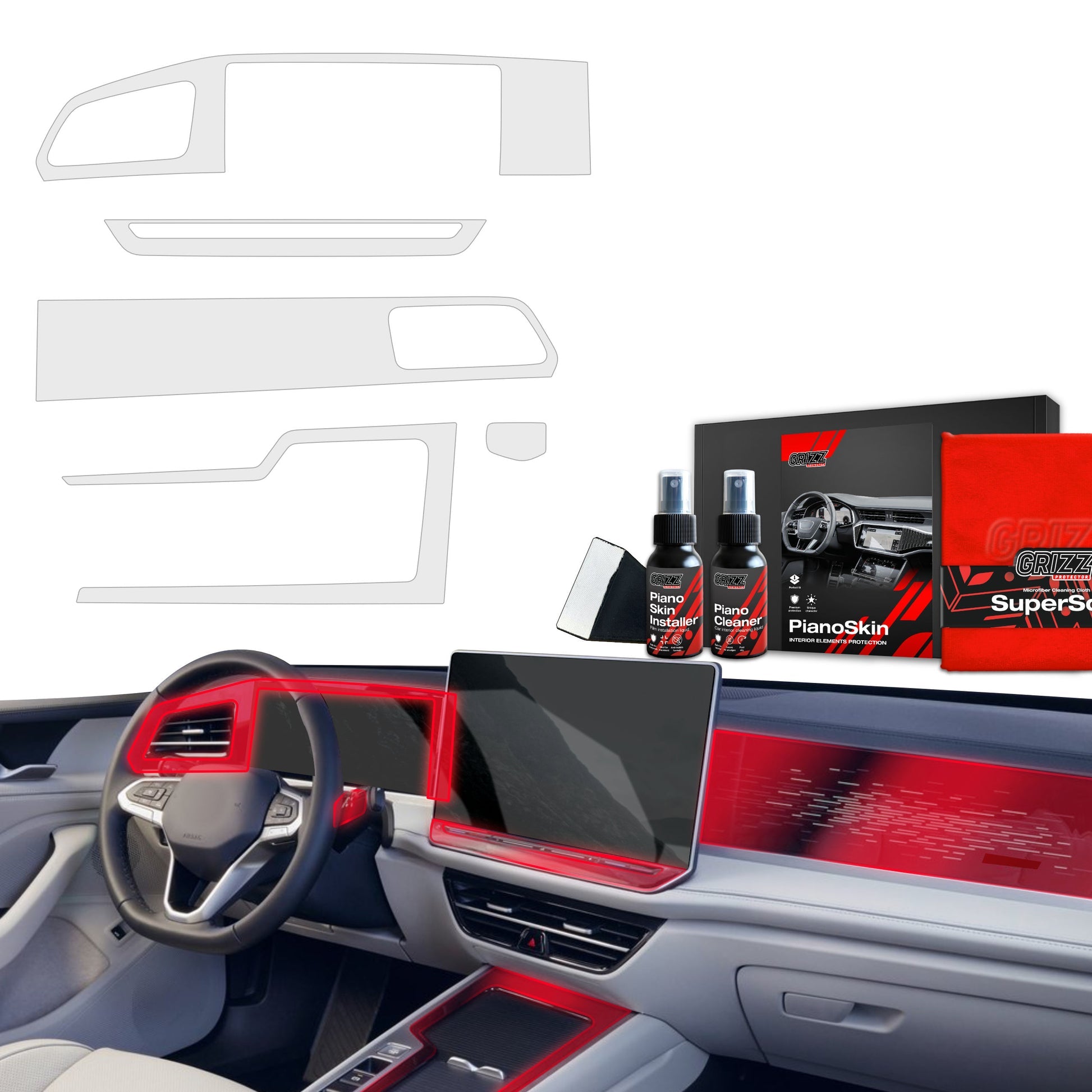 Folii de protecție 5în1 pentru consola centrală și bord - VW Passat B9 15" (2024-2025) Mat