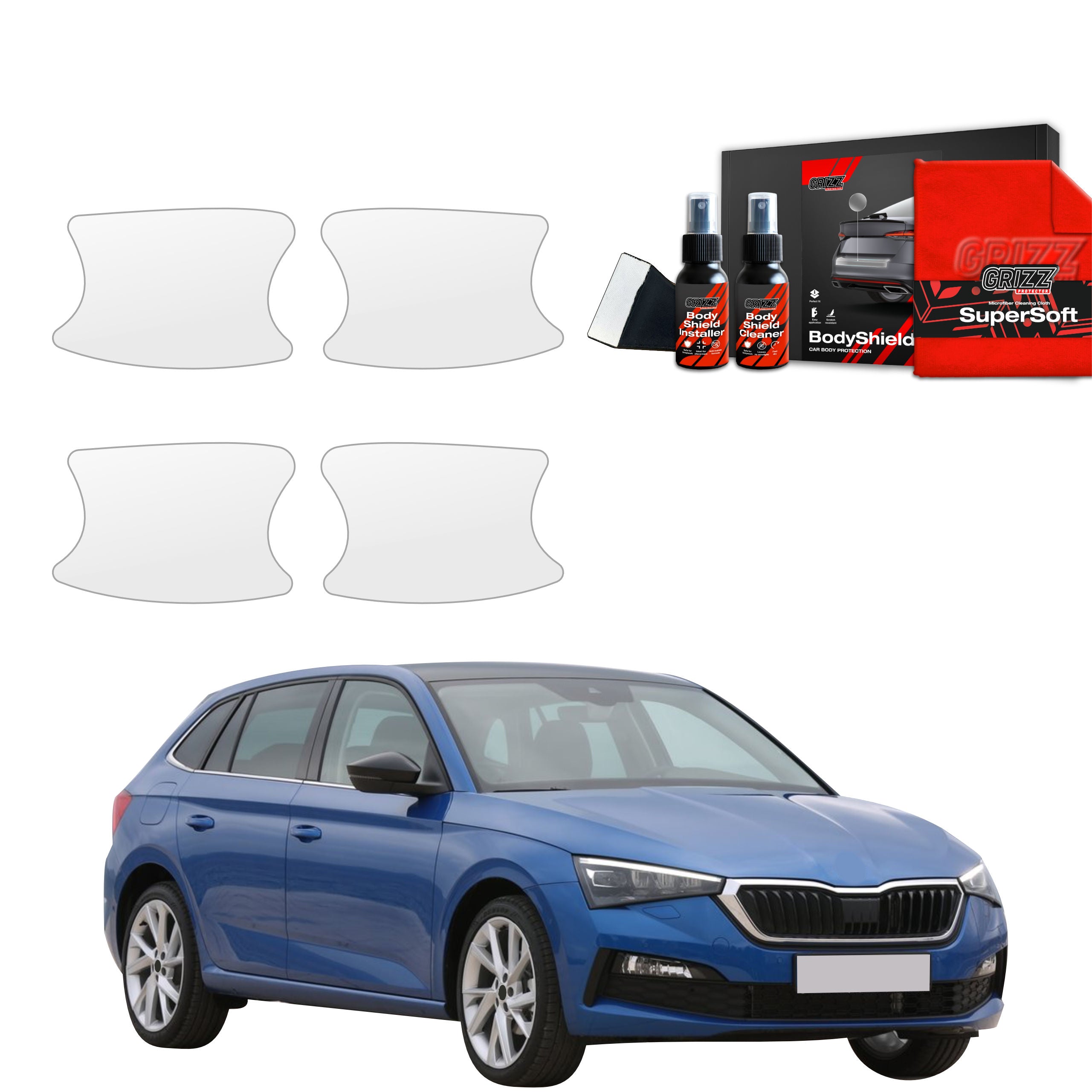Folie de protecție 4în1 pentru adâncituri mânere uși - Skoda Scala (2019-2023)