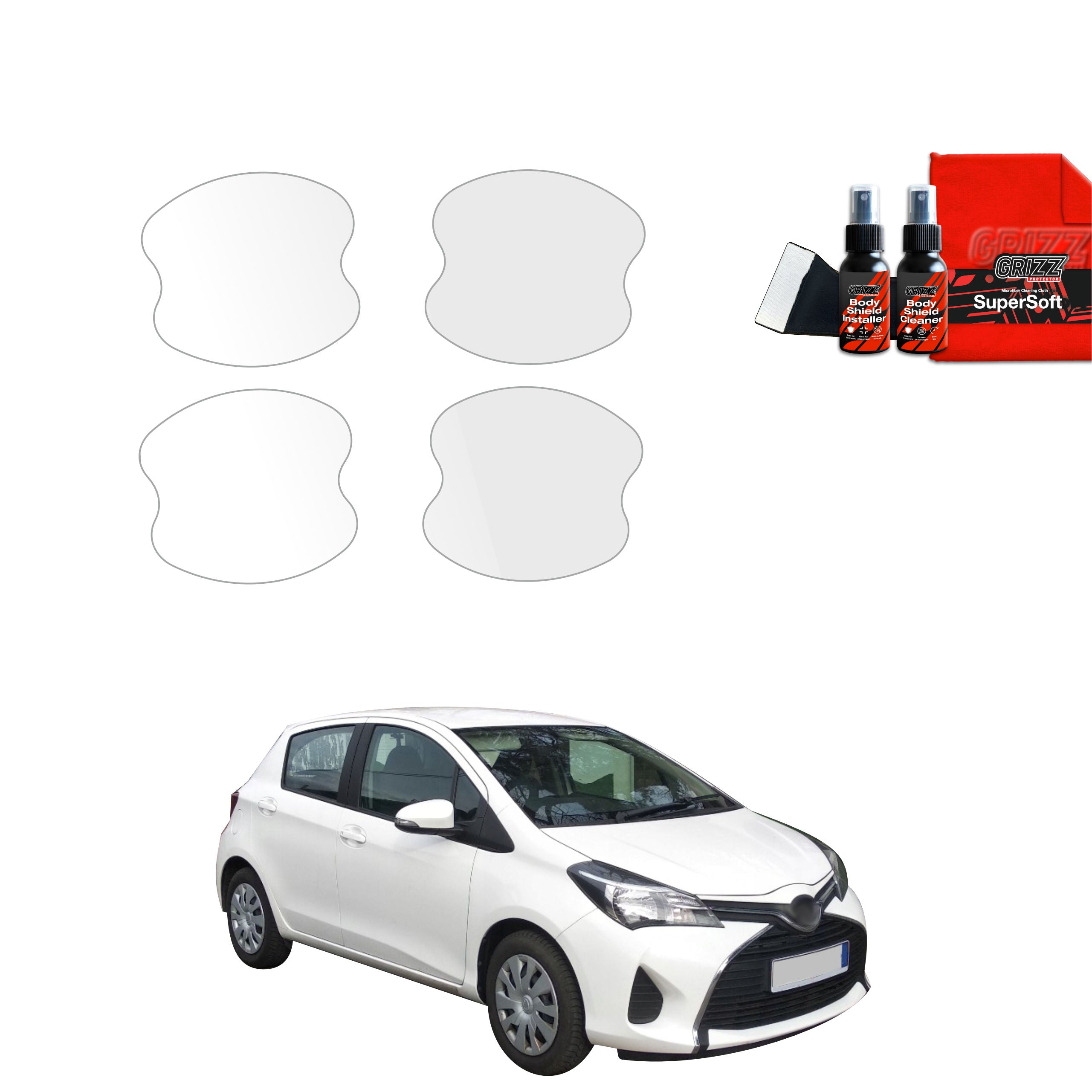 Folie de protecție 4în1 pentru adâncituri mânere uși - Toyota Yaris (2011-2016)