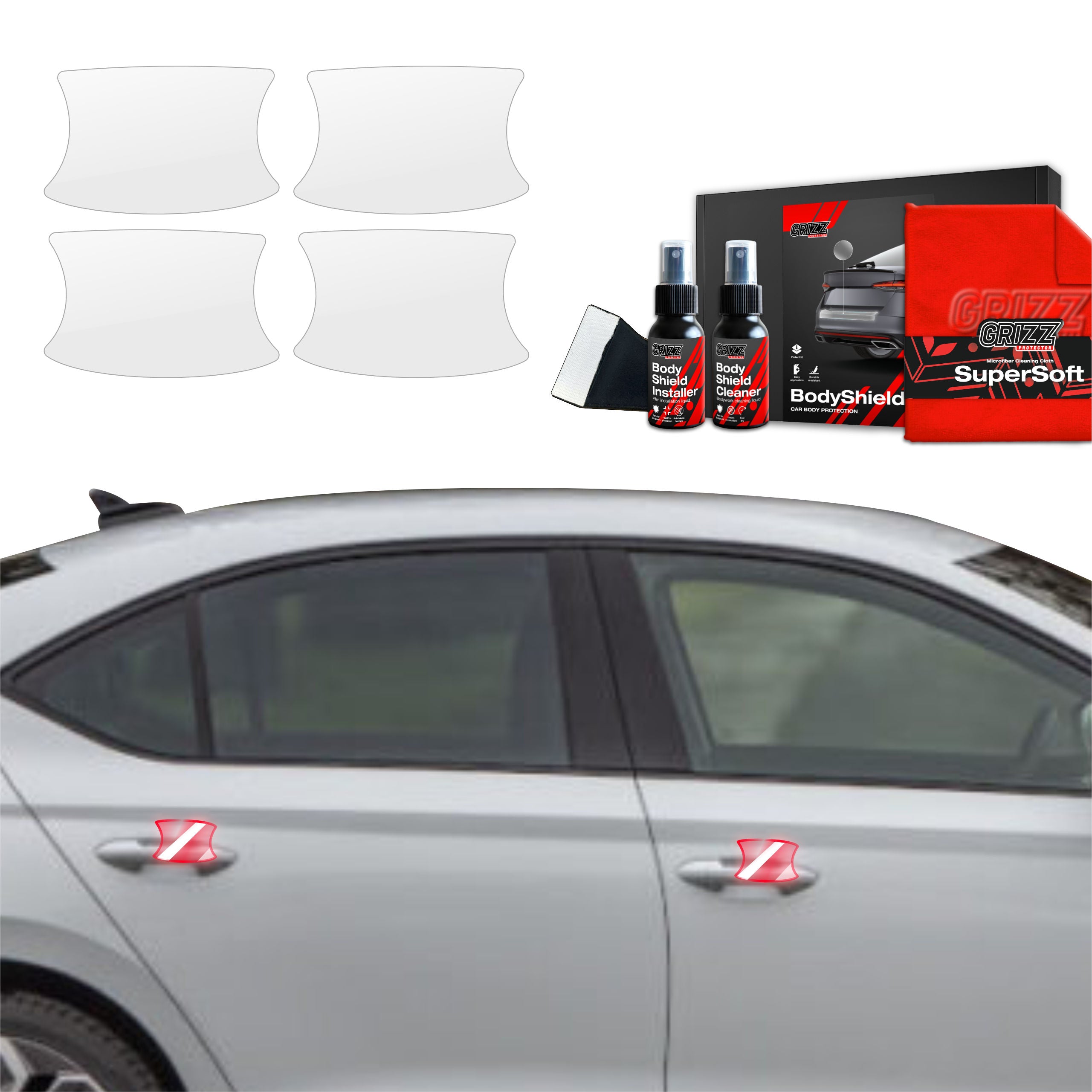 Folie de protecție 4în1 pentru adâncituri mânere uși - Skoda Octavia 4 Hatchback (2019-2025)