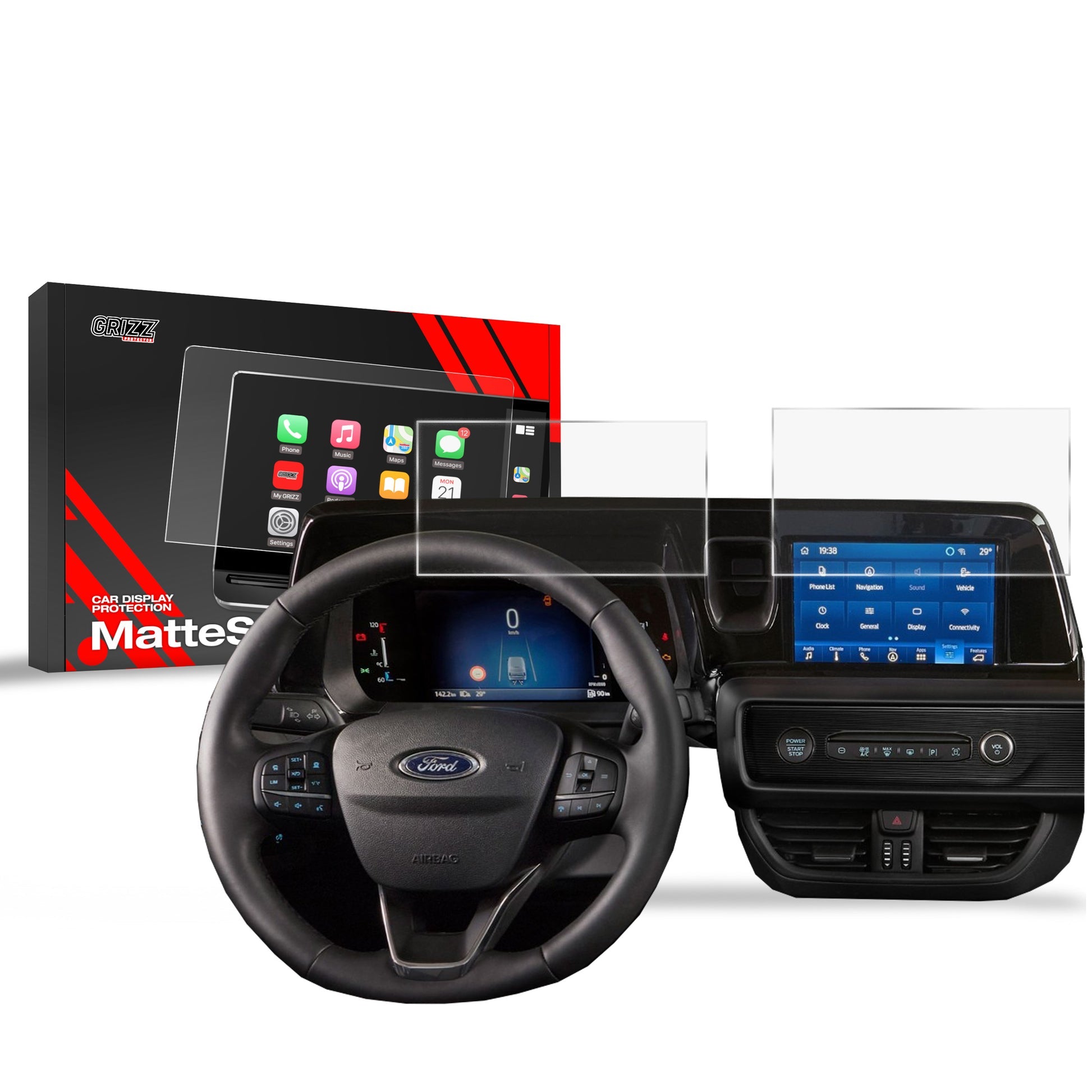 Folie de protecție pentru ecran 2în1 pentru Ford Courier 8" (2023-2025) Anti-Amprentă, Mată