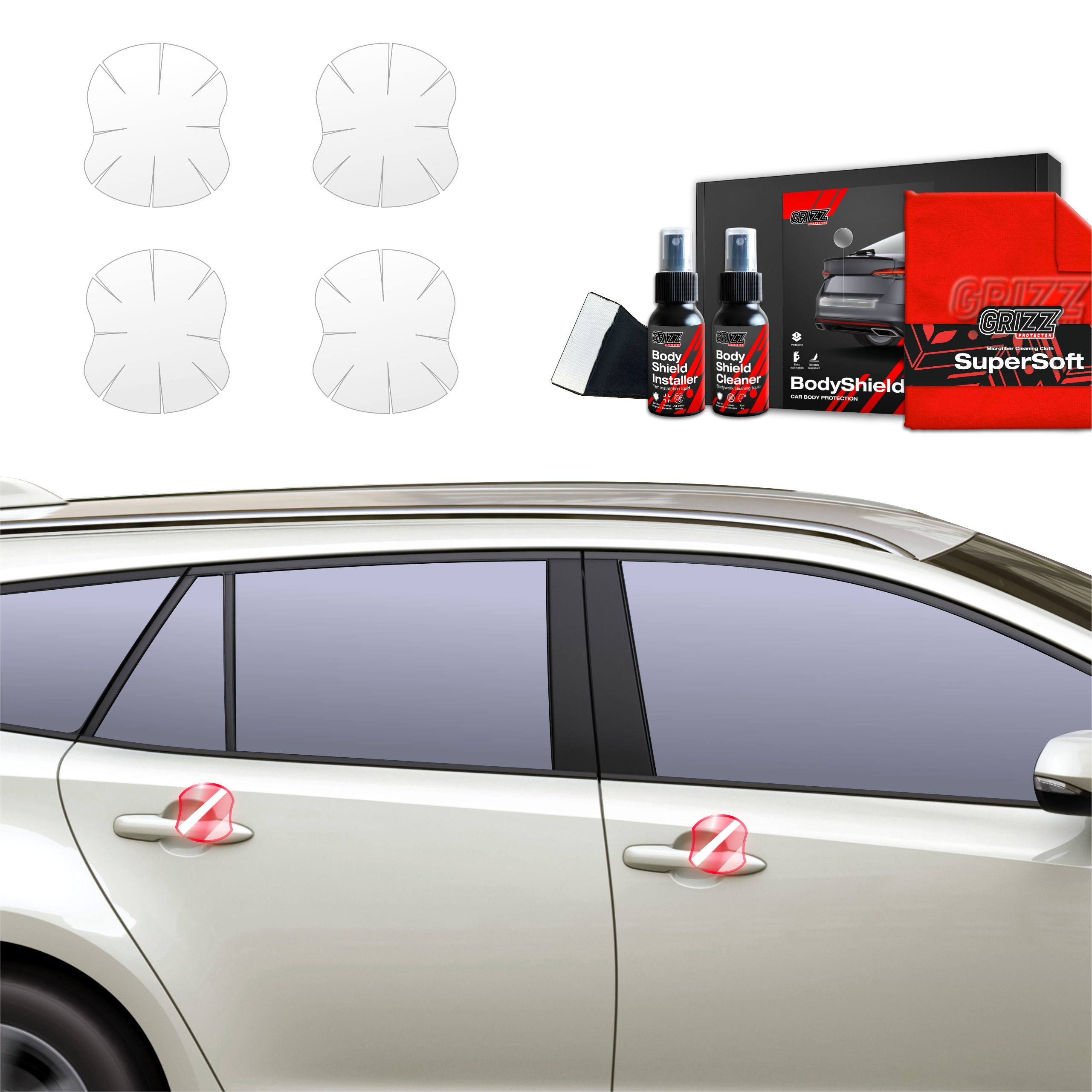 Folie de protecție 4în1 pentru adâncituri mânere uși - Toyota Corolla Kombi Facelift (2022-2025)