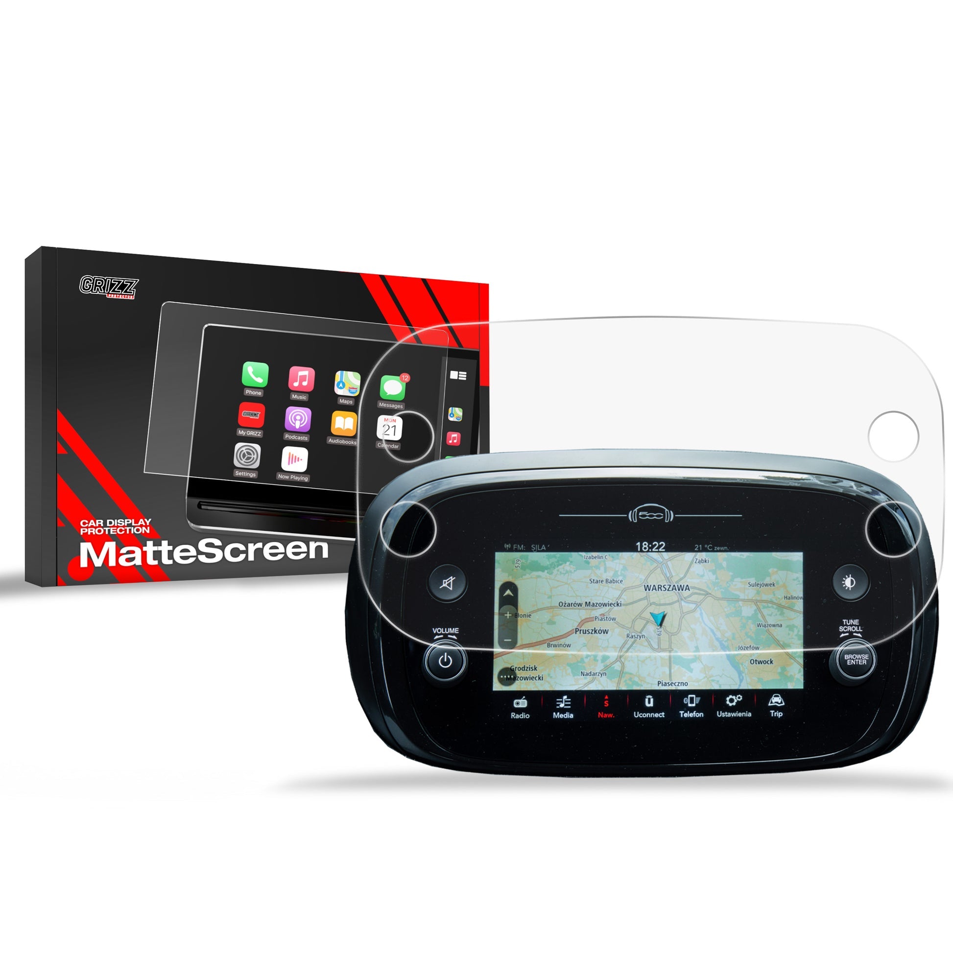 Folie de protecție pentru ecran pentru Fiat 500 X 7" (2020-2025) Anti-Amprentă, Mată