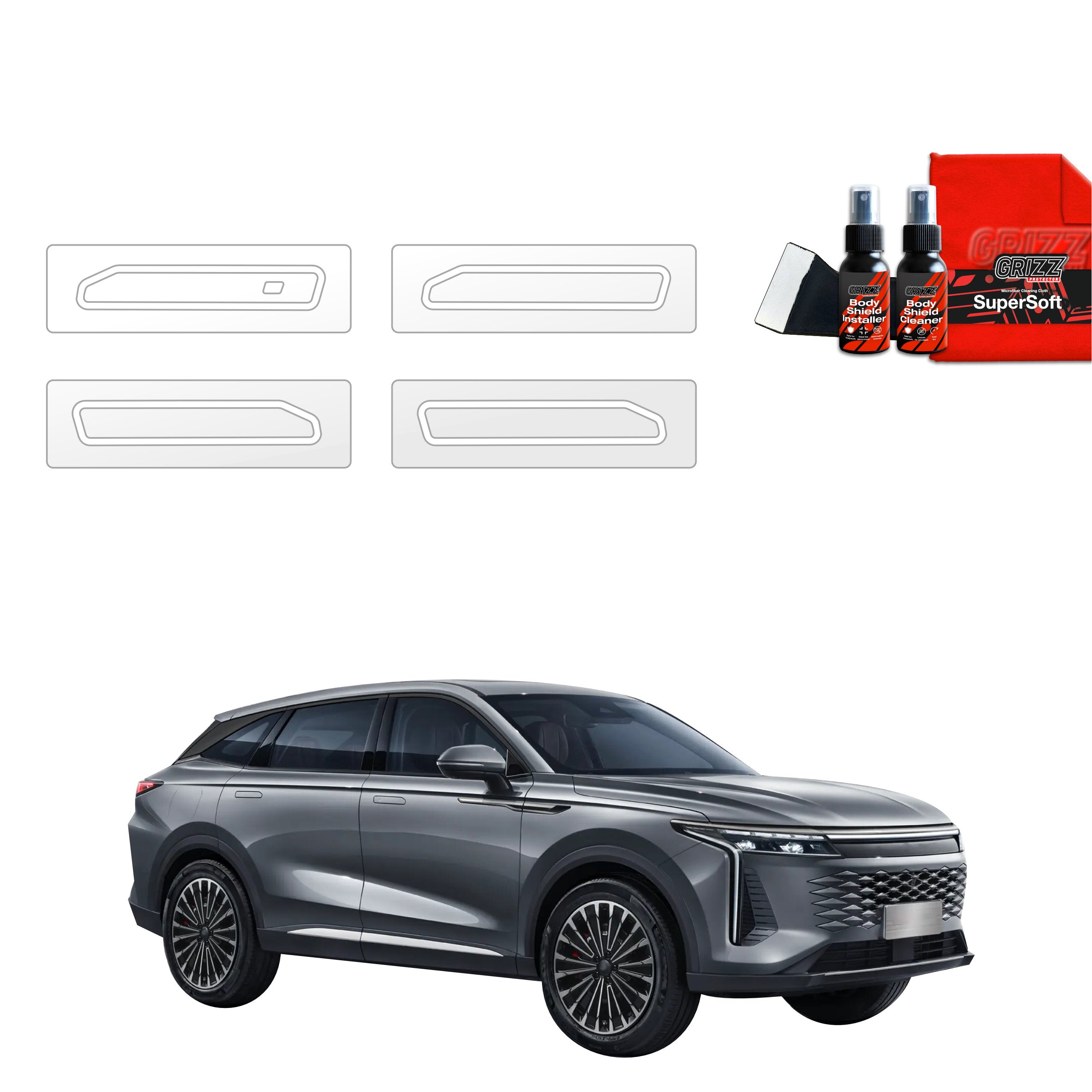 Folie de protecție 4în1 pentru adâncituri mânere uși - OMODA 9 Super Hybrid (2025)