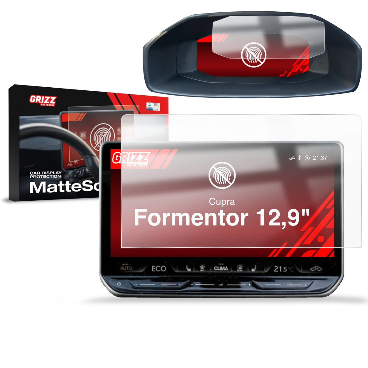 Folie de protecție pentru ecran 2în1 pentru Cupra Formentor 12,9" (2024-2025) Anti-amprente, Mată