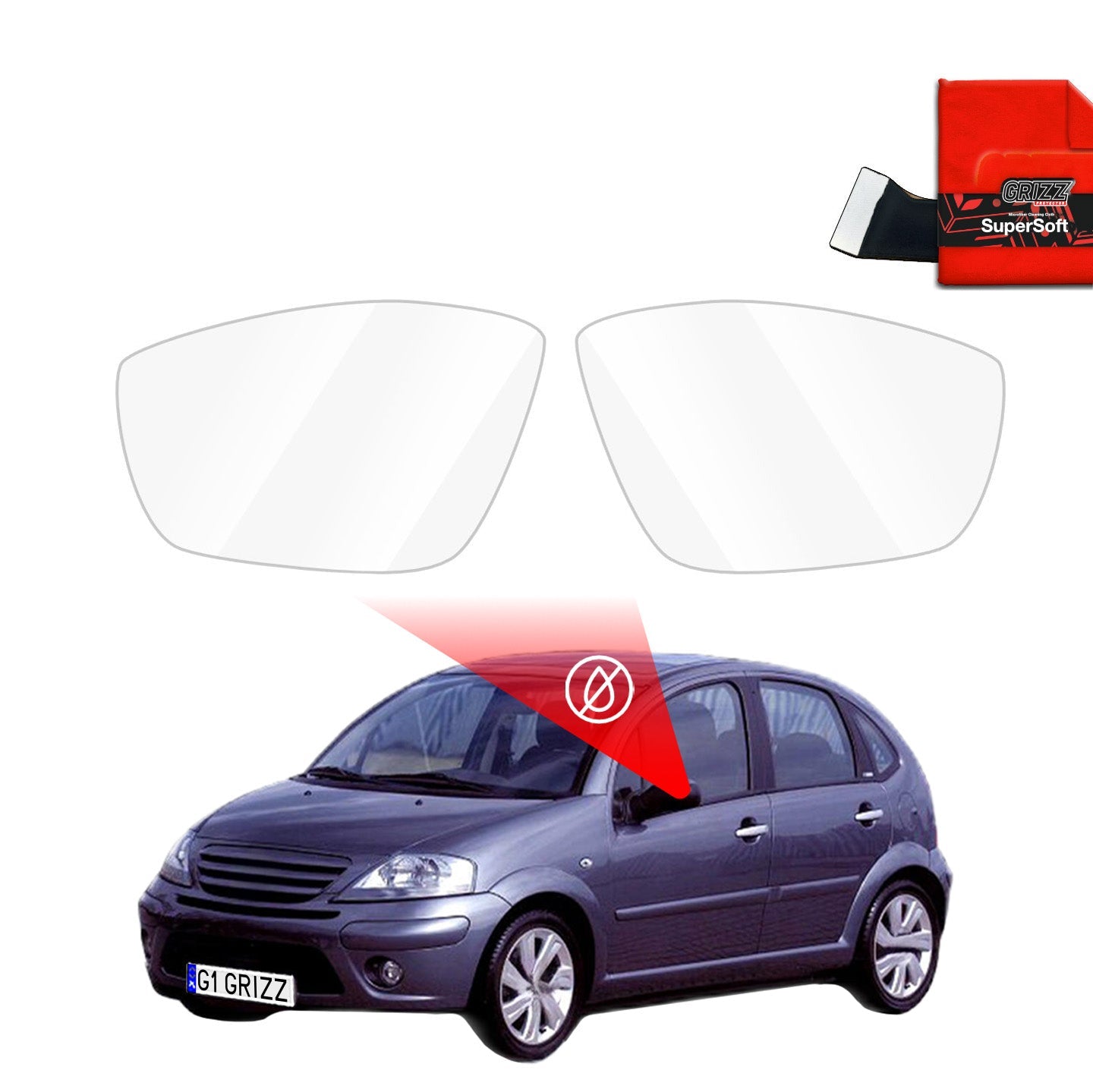 Folie de protecție împotriva ploii pentru oglinzile exterioare - Citroen C3 (2002-2010)