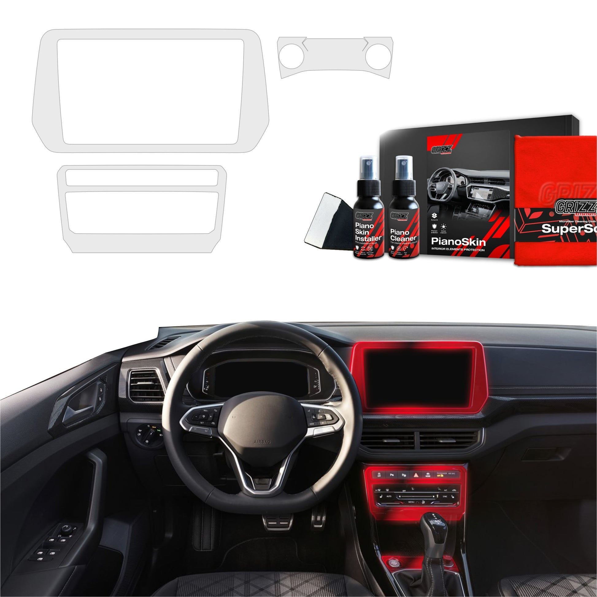 Folie de protecție 4în1 pentru consola centrală Volkswagen VW T-Cross (2025) mată