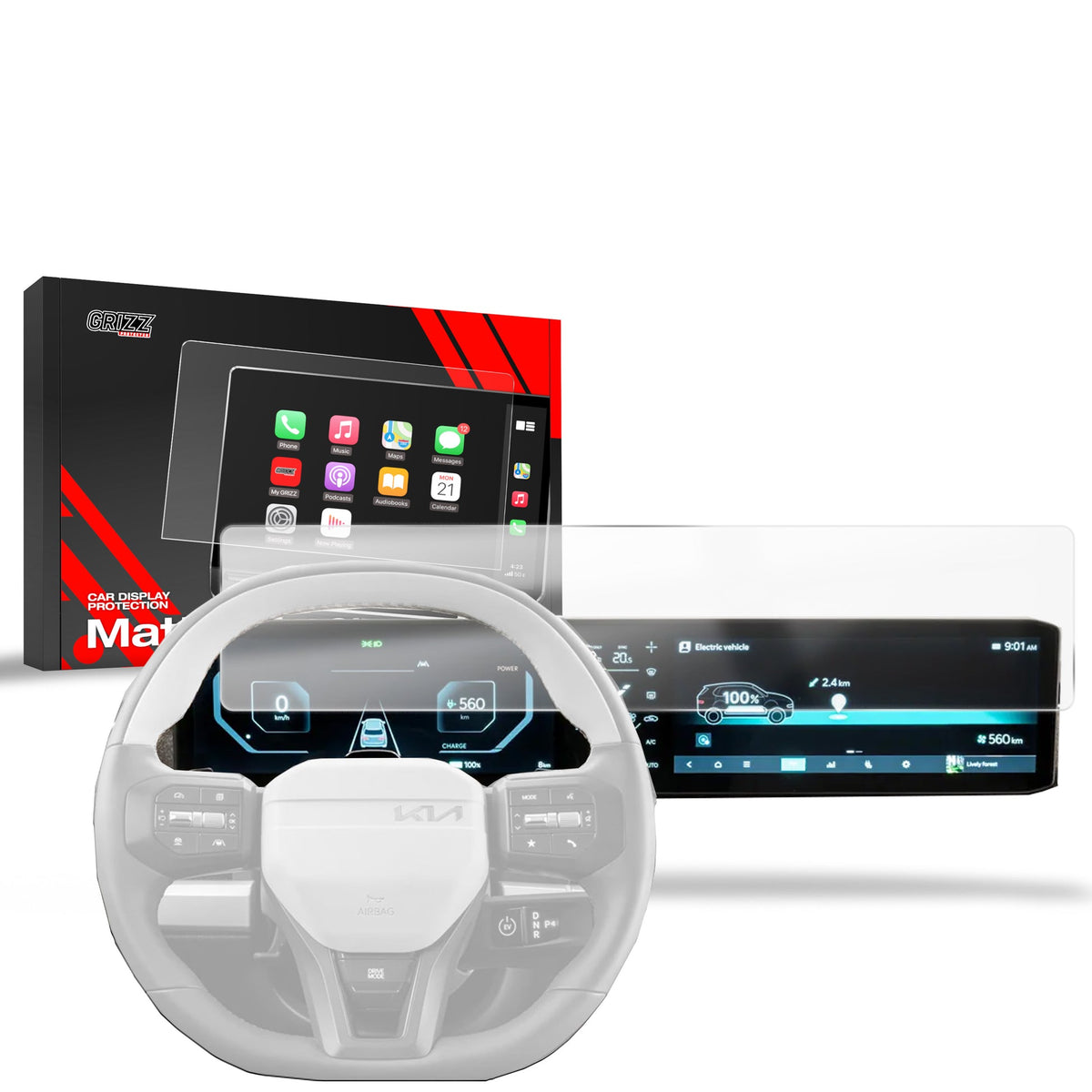 Folie de protecție pentru ecran pentru Kia EV6 GT Line (2025) Anti-Amprentă, Mată