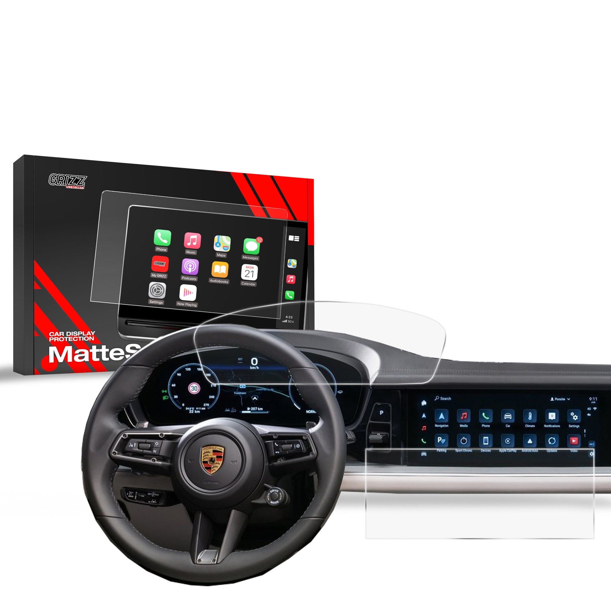 Folie de protecție pentru ecran 2în1 pentru Porsche Panamera 3 (2024-2025) Anti-Amprentă, Mată