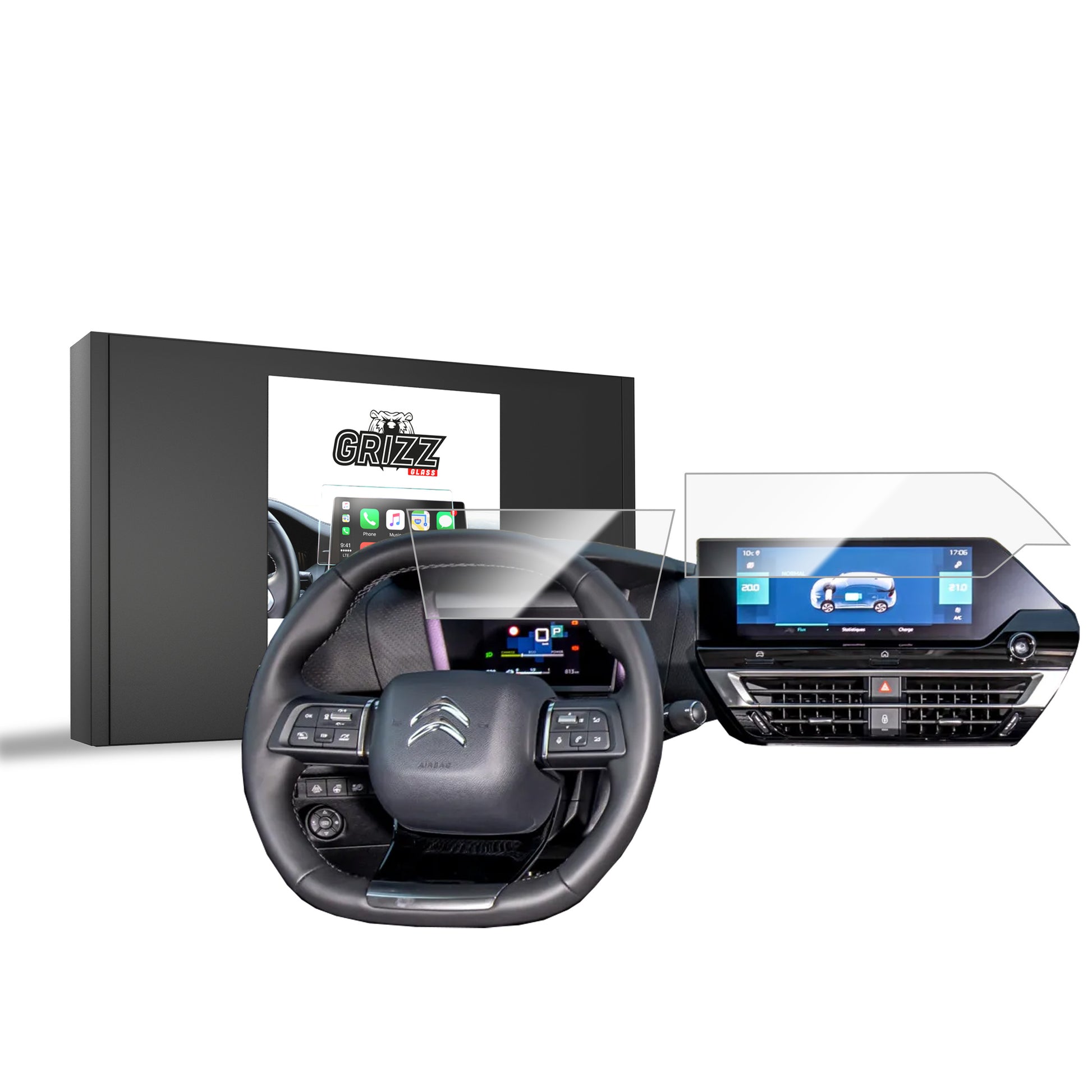 Folie de protecție 2în1 pentru ecran Citroen C4 X 10" (2022-2024) folie navigație, rezistentă la zgârieturi, clară