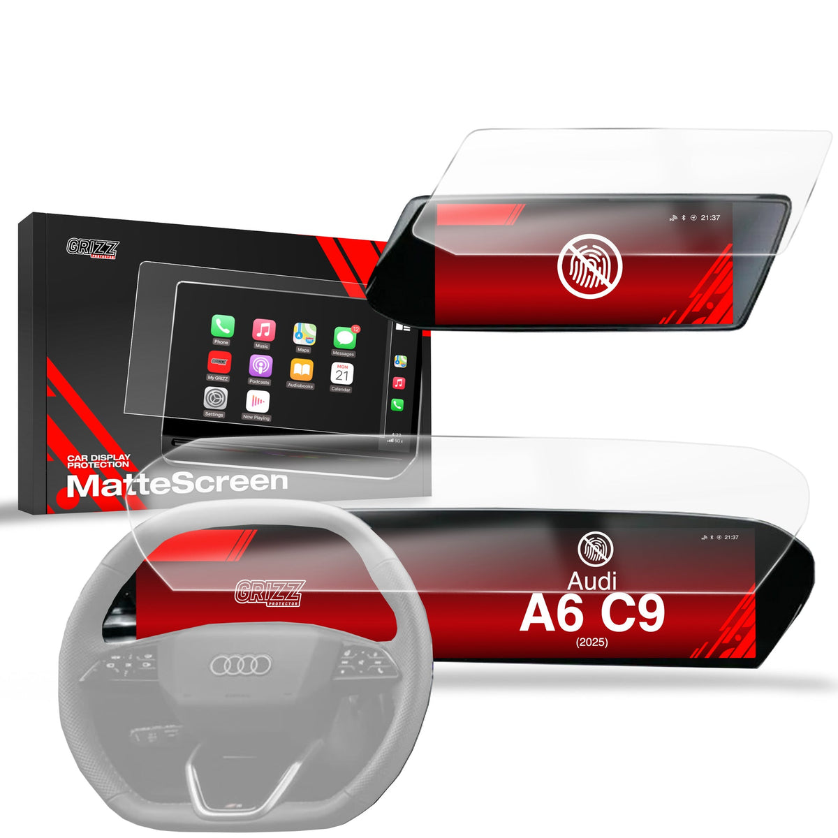 Folie de protecție pentru ecran 2în1 pentru Audi A6 C9 14,5" (2025) Anti-Amprentă, Mată
