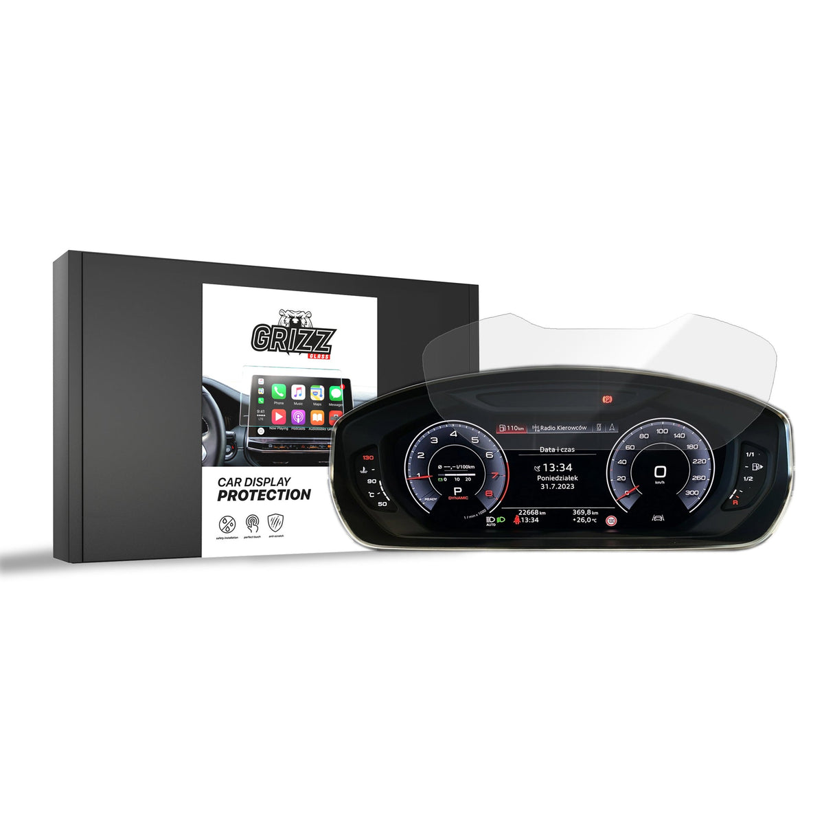 Folie de protecție pentru ecran Audi Q3 Virtual Cockpit 10,25" (2020-2025) folie pentru navigație, rezistentă la zgârieturi, clară