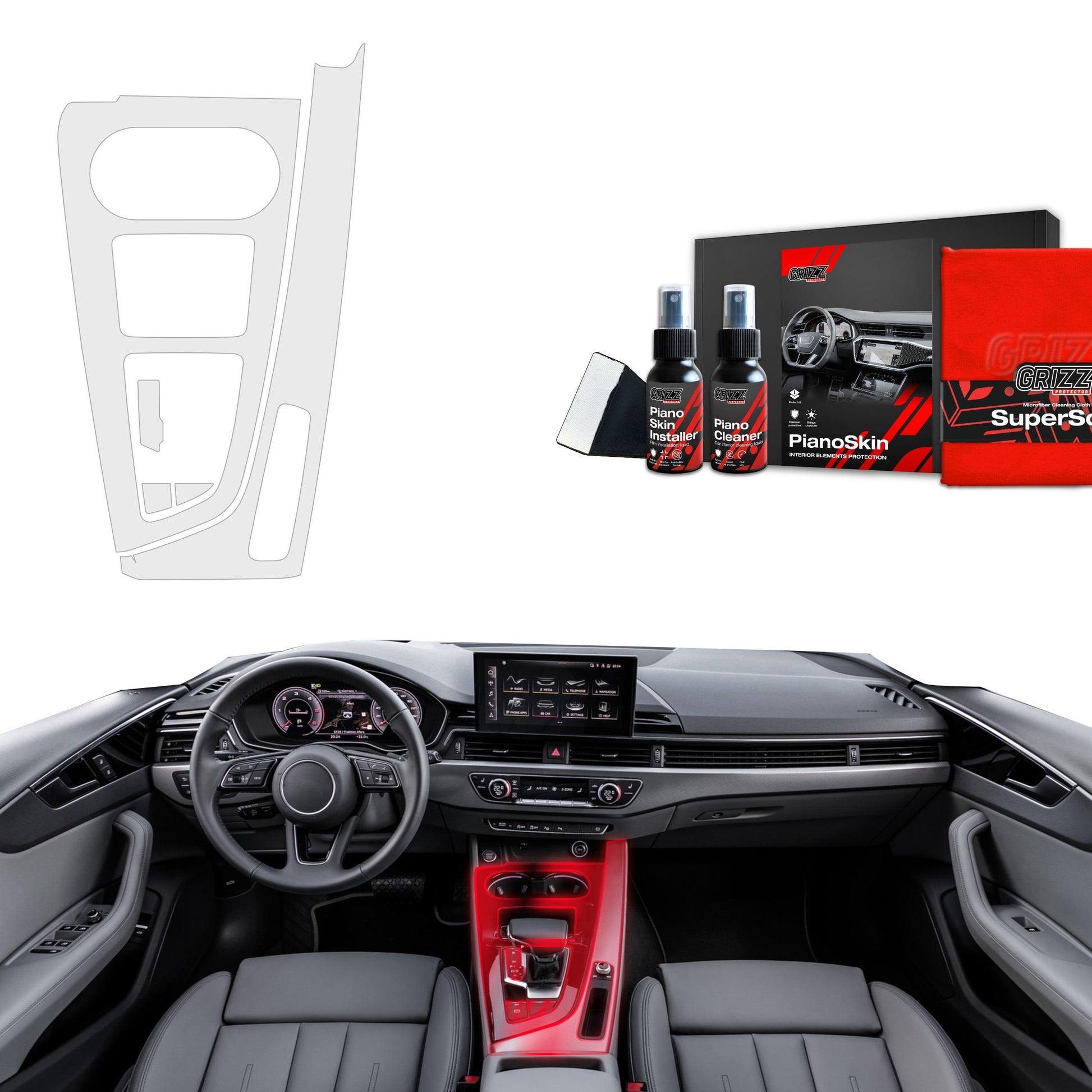 Folie de protecție pentru consola centrală Audi A4 B9 (2014-2018) mată