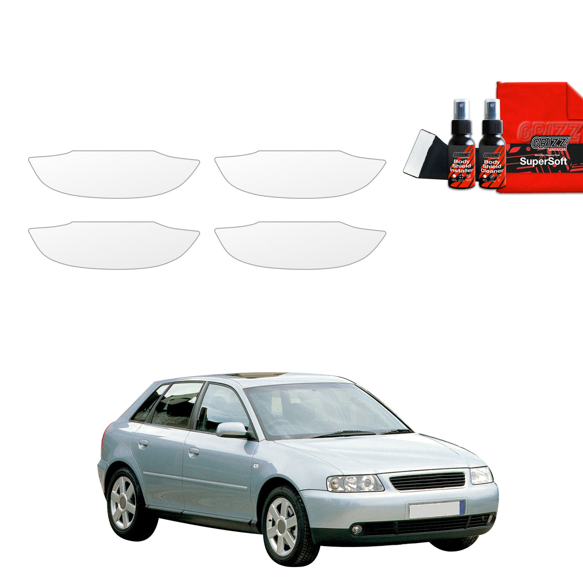 Folie de protecție 4în1 pentru adâncituri mânere uși - Audi A3 8L Hatchback 5D (1999-2003)