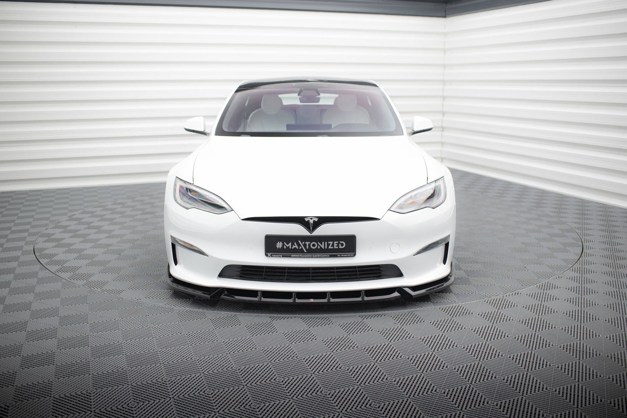 Prelungire splitter bara fata Tesla Model S Plaid Mk1 Facelift 2021- v2 - Maxton Design