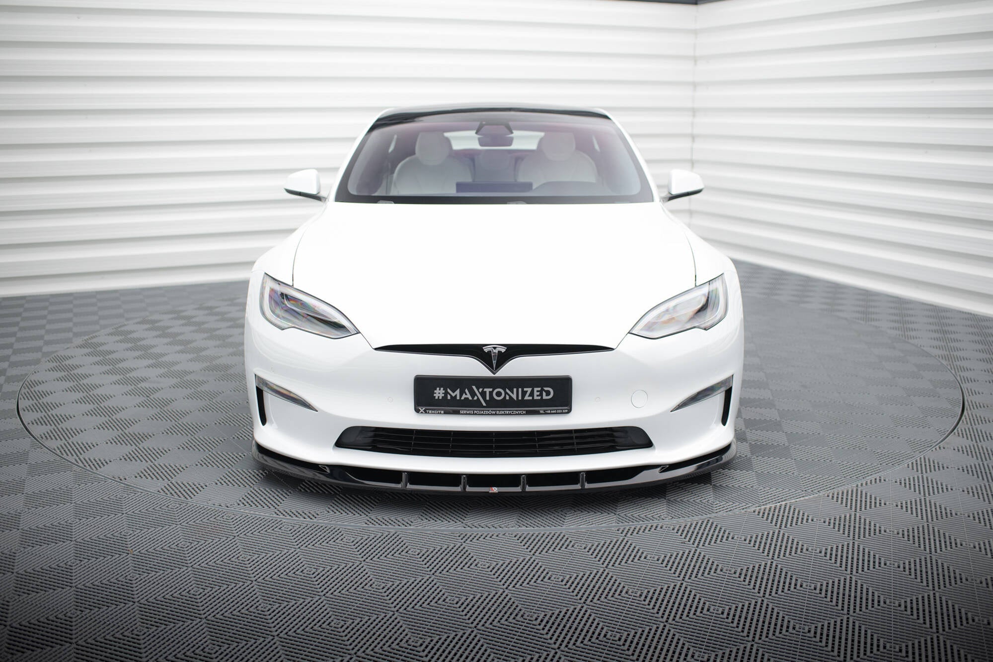Prelungire splitter bara fata Tesla Model S Plaid Mk1 Facelift 2021- v4 - Maxton Design